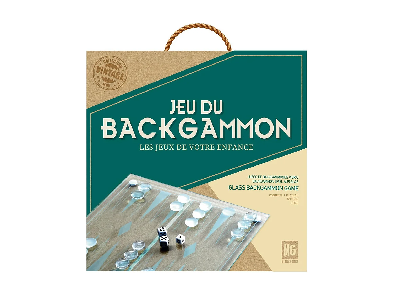Jeu De Backgammon En Verre Blanc, Noir