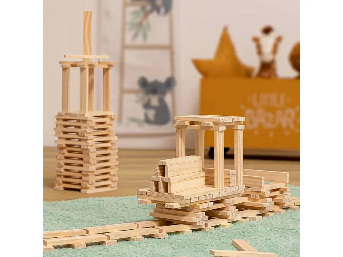 Jeu de Création en Bois "200 Planchettes" Naturel