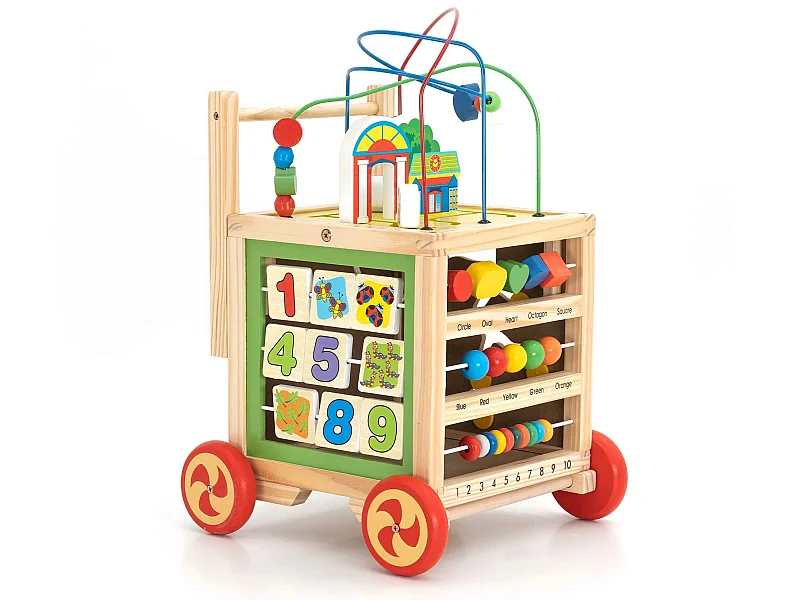 Trotteur pour Bébés Multi-Activités Montessori Robincool Corfù 33x33x45 cm en Bois Éco Développement Psychomoteur