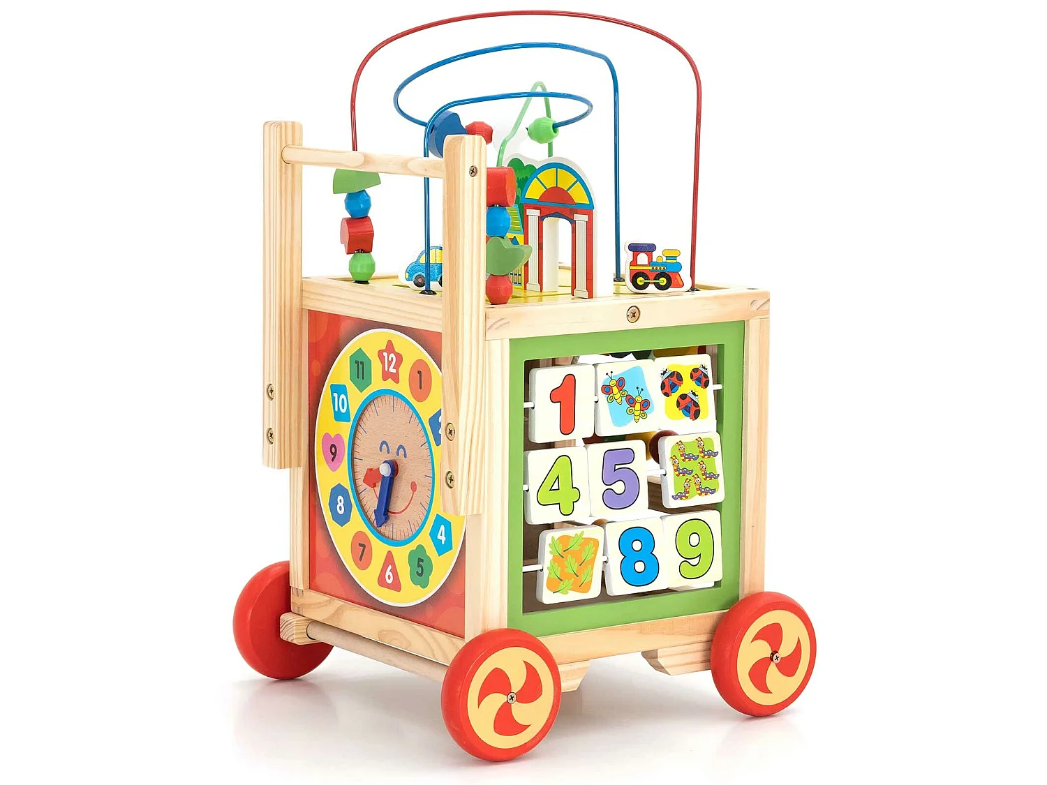 Trotteur pour Bébés Multi-Activités Montessori Robincool Corfù 33x33x45 cm en Bois Éco Développement Psychomoteur