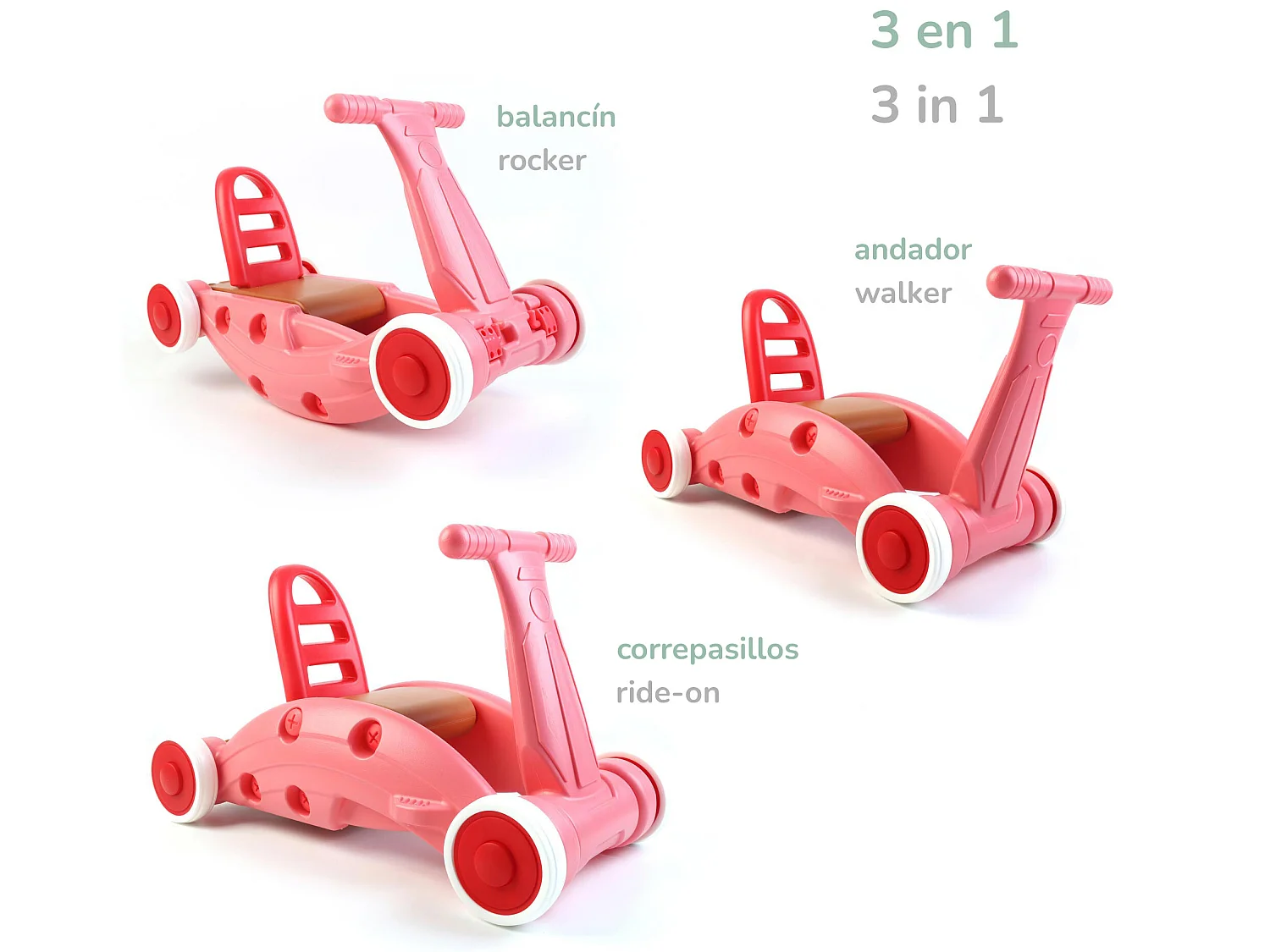 Draisienne 3en1 Robincool Children 62,5x32x38cm Convertible en Trotteur et Jouet à Bascule avec Guidon, Siège et Dossier