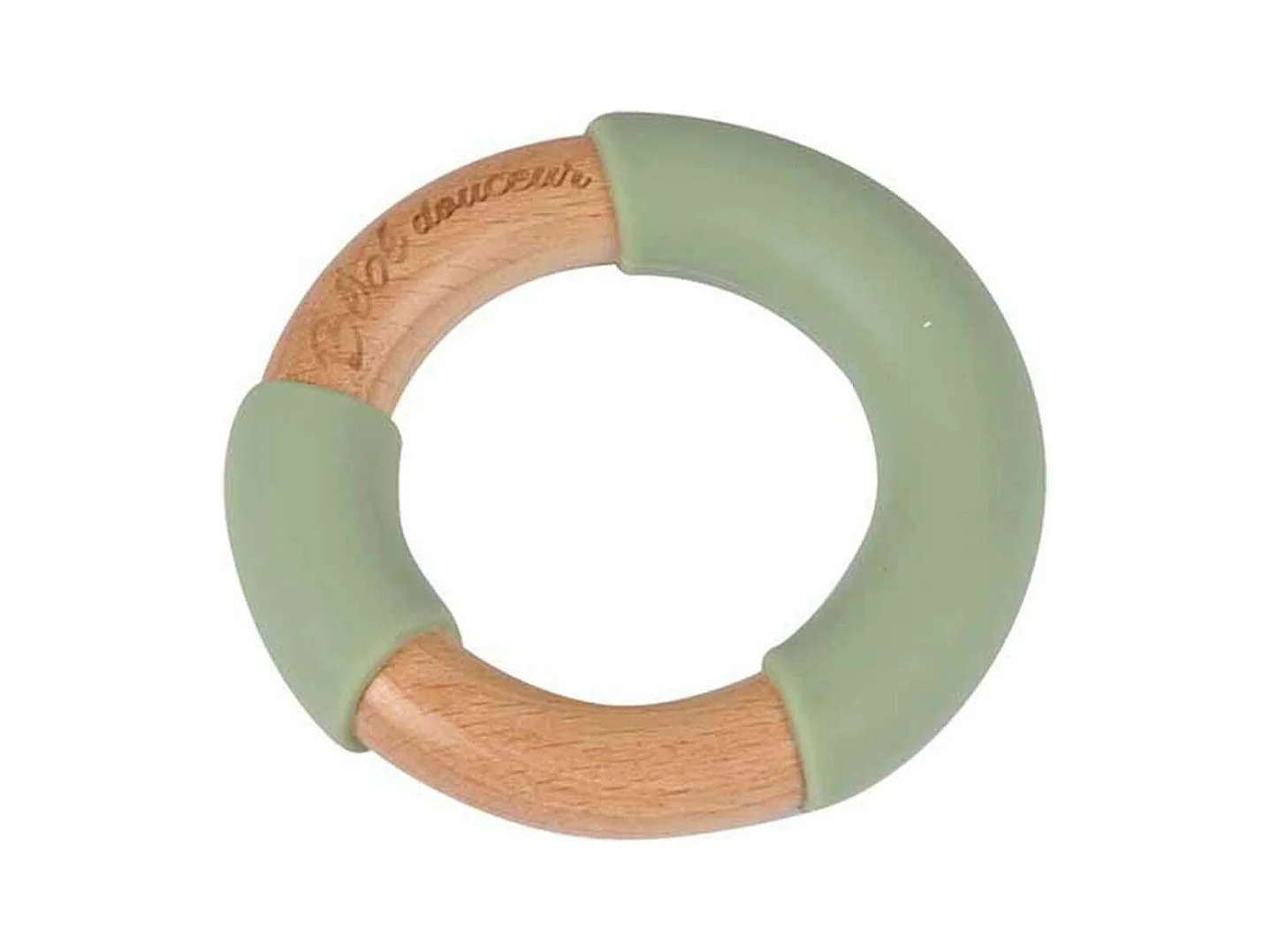 Jouet d'Éveil Bébé "Anneau en Bois" 7cm Vert