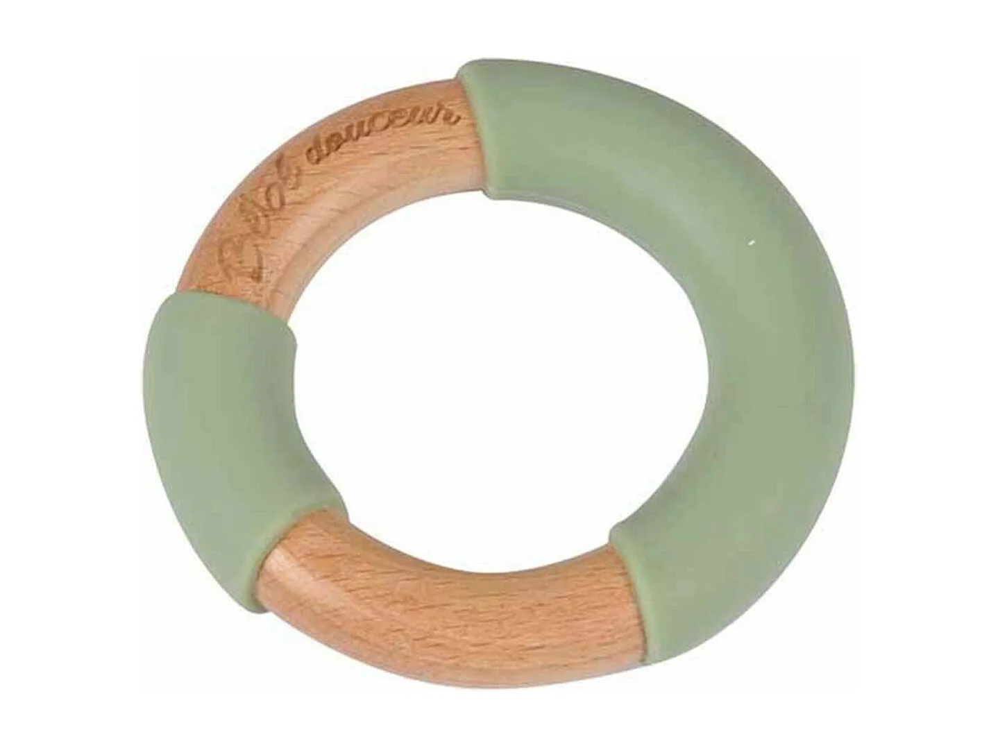 Jouet d'Éveil Bébé "Anneau en Bois" 7cm Vert