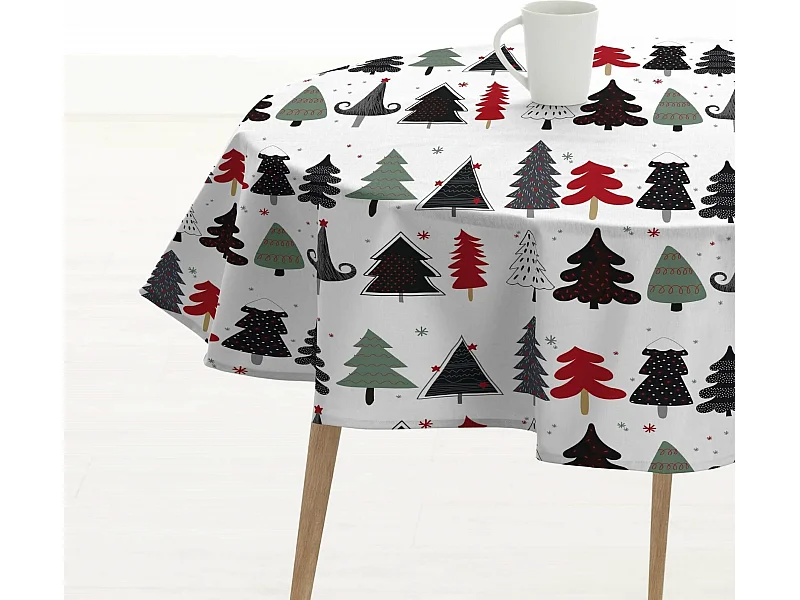 Nappe ronde enduite anti-taches Merry Christmas 14 diamètre 140 cm