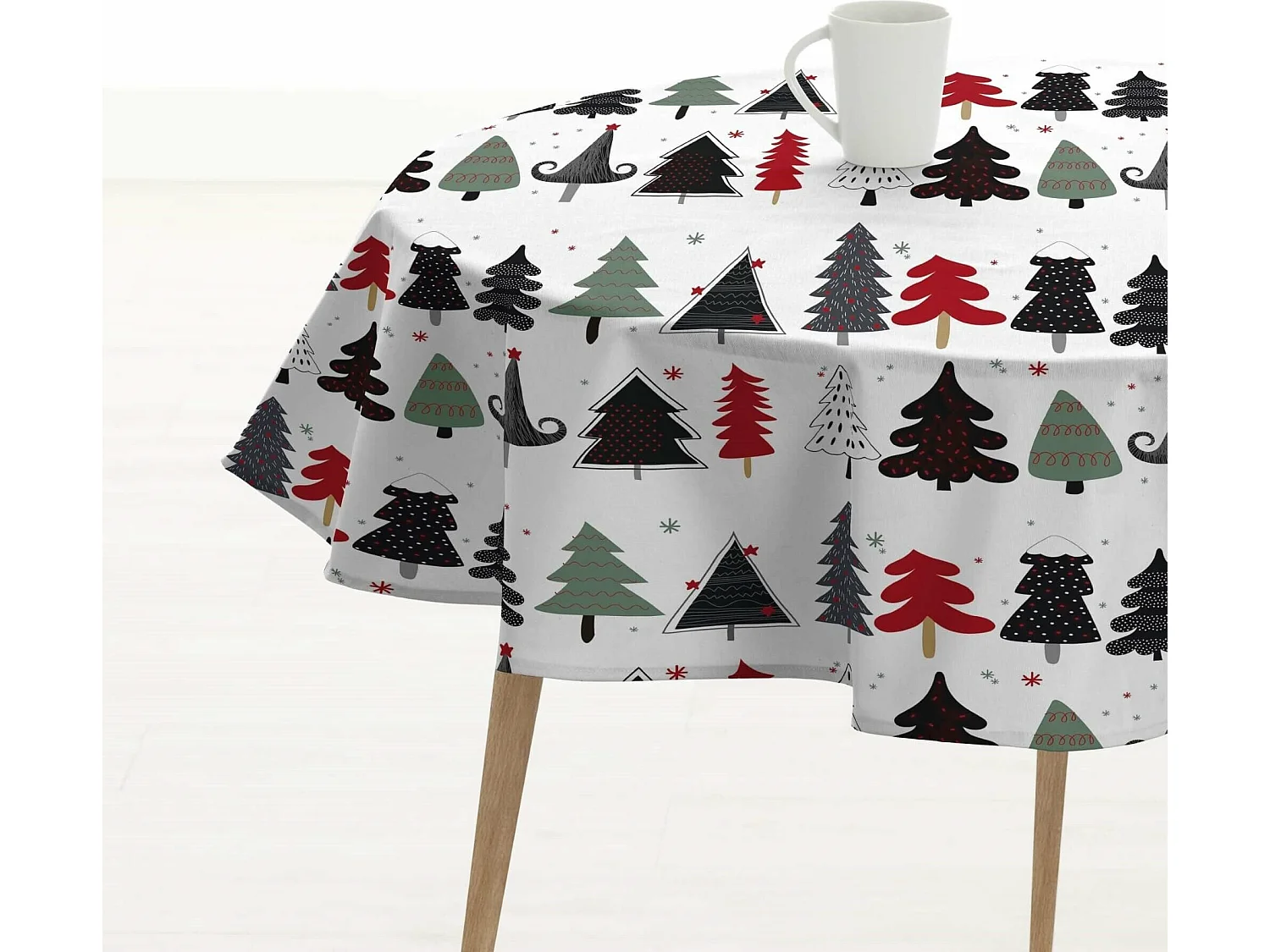 Nappe ronde enduite anti-taches Merry Christmas 14 diamètre 140 cm