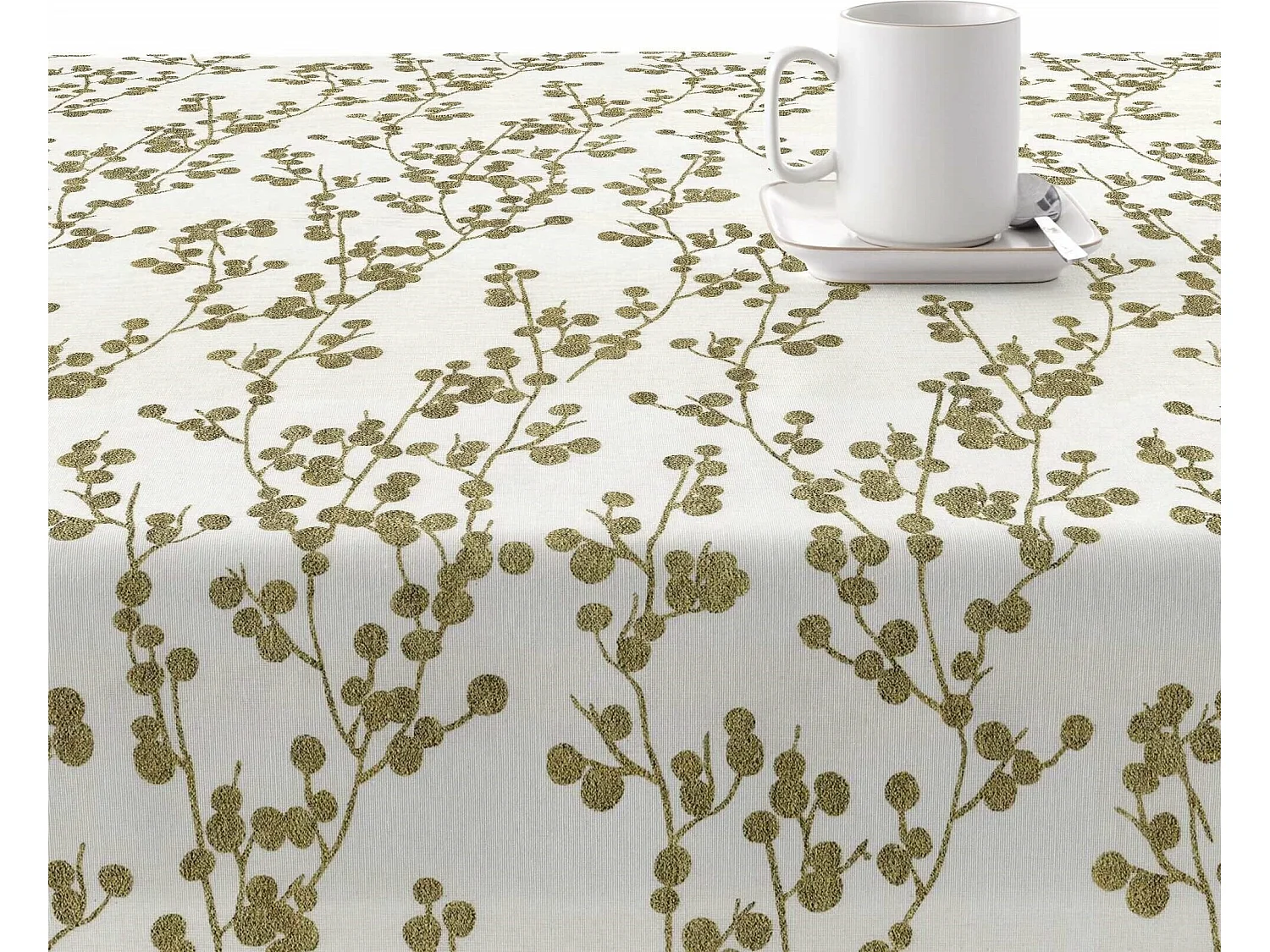 Nappe enduite anti-taches Tree Gold 140x140 cm
