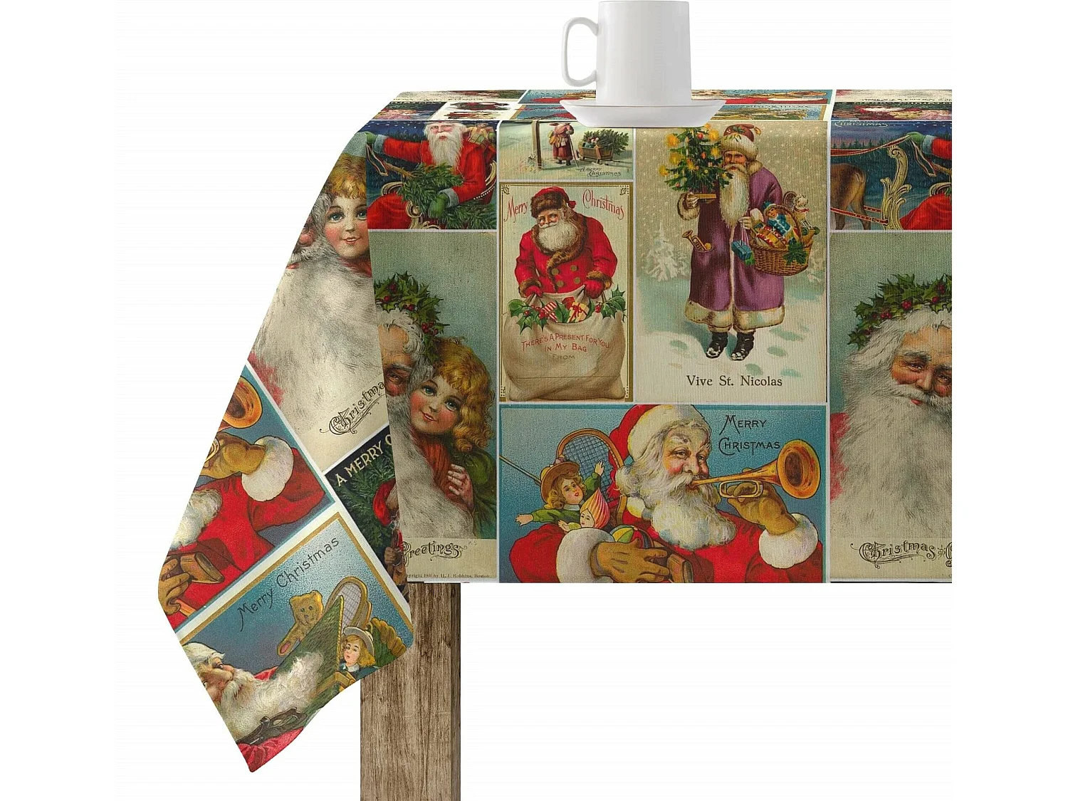 Nappe enduite anti-taches Navidad Vintage 5 140x140 cm