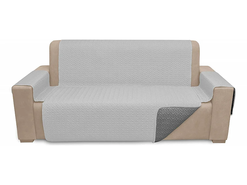 Cubre sofÃ¡ microsatÃ©n Acero-Plata - 3 plazas Respaldo 160cm