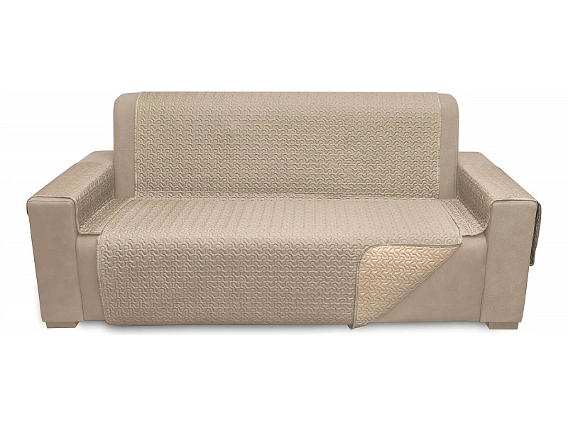 Cubre sofÃ¡ microsatÃ©n Beig-Taupe - 3 plazas Respaldo 160cm