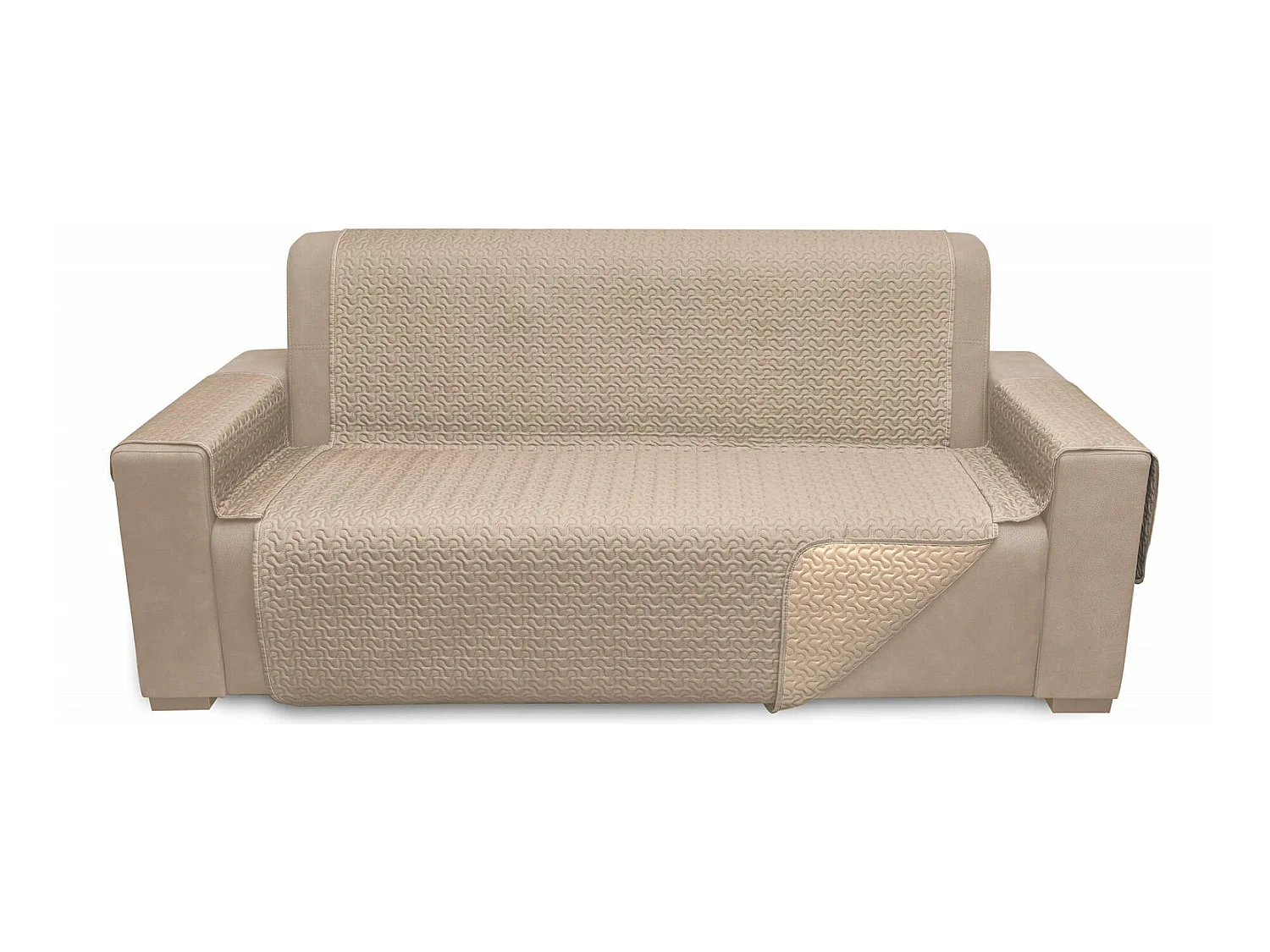 Protège-canapé en micRosetin Beige-Taupe - 2 places dossier 110cm