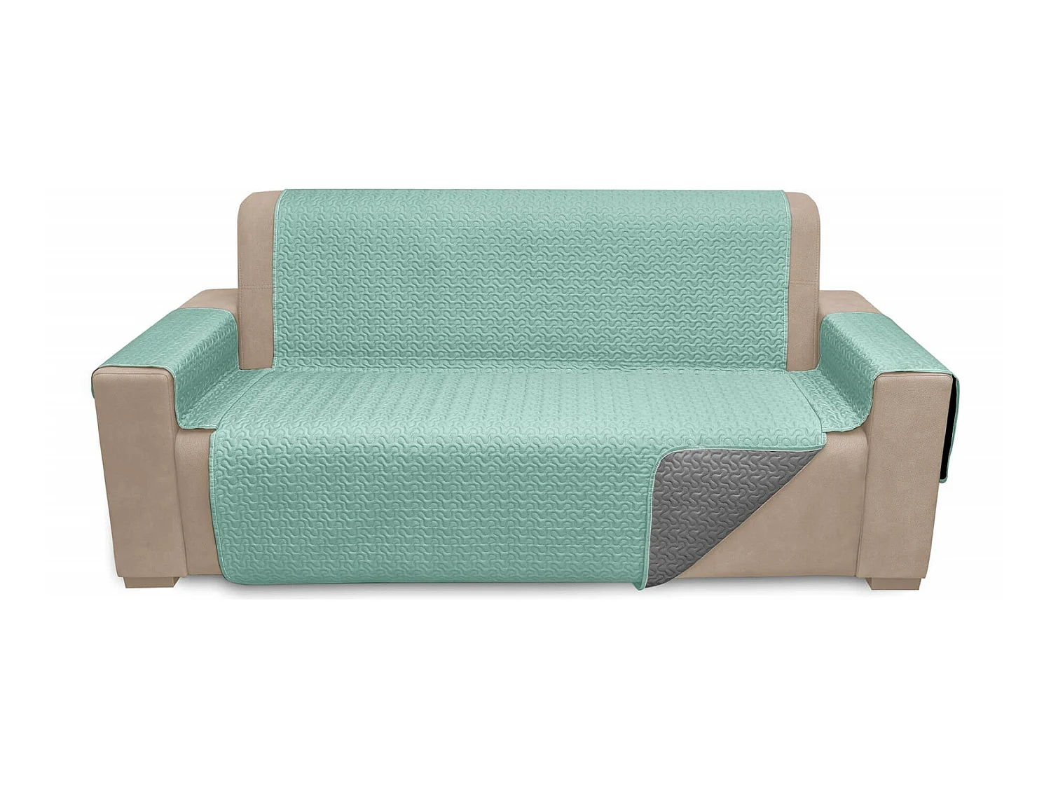 Cubre sofÃ¡ microsatÃ©n Aqua-Acero - 3 plazas Respaldo 160cm
