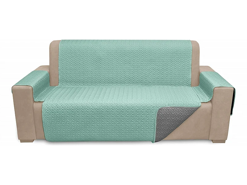 Cubre sofÃ¡ microsatÃ©n Aqua-Acero - 3 plazas Respaldo 160cm