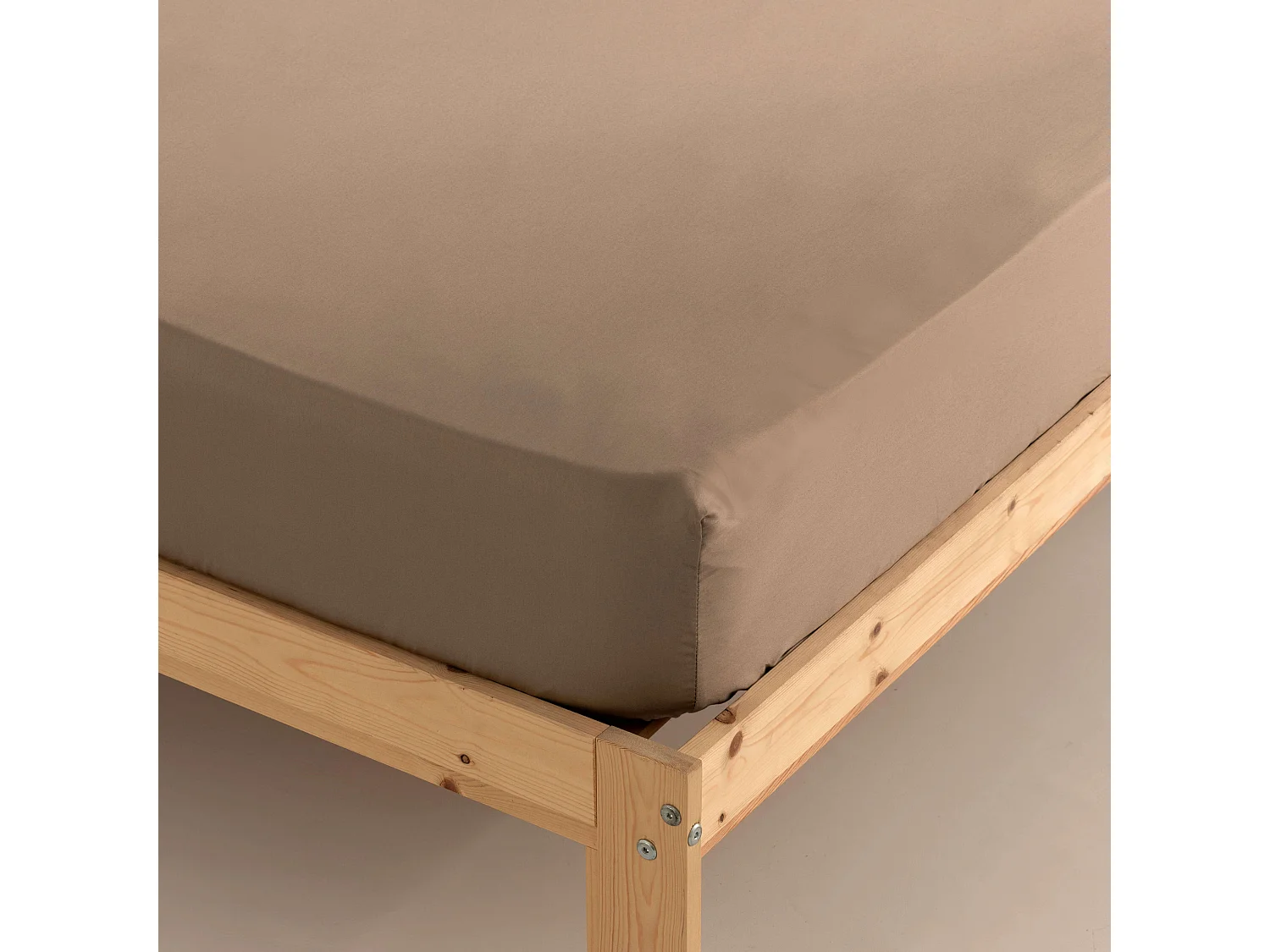 Draps-housses en satin 300 fils Greige - 105x200 cm