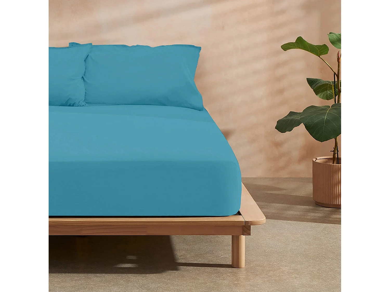 Draps-housses 100 % micRosetin extra-doux pétrole - 140x200 cm