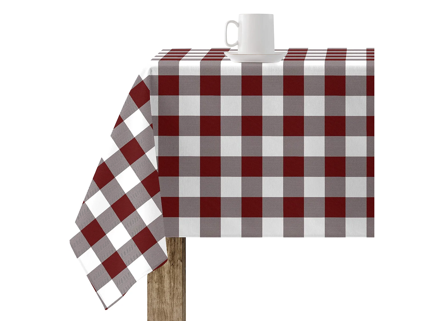 Nappe enduite anti-taches tableaus grenat - 300x140 cm