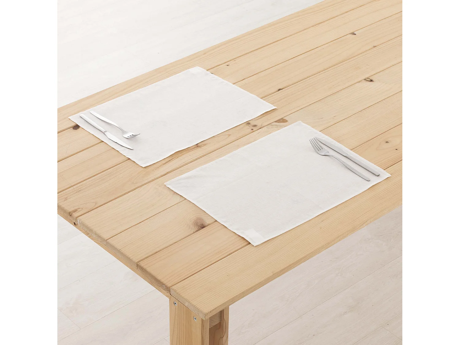 Lot de 2 sets de table individuels hydrofuges anti-taches en lin 100 % Naturel 45x35 cm