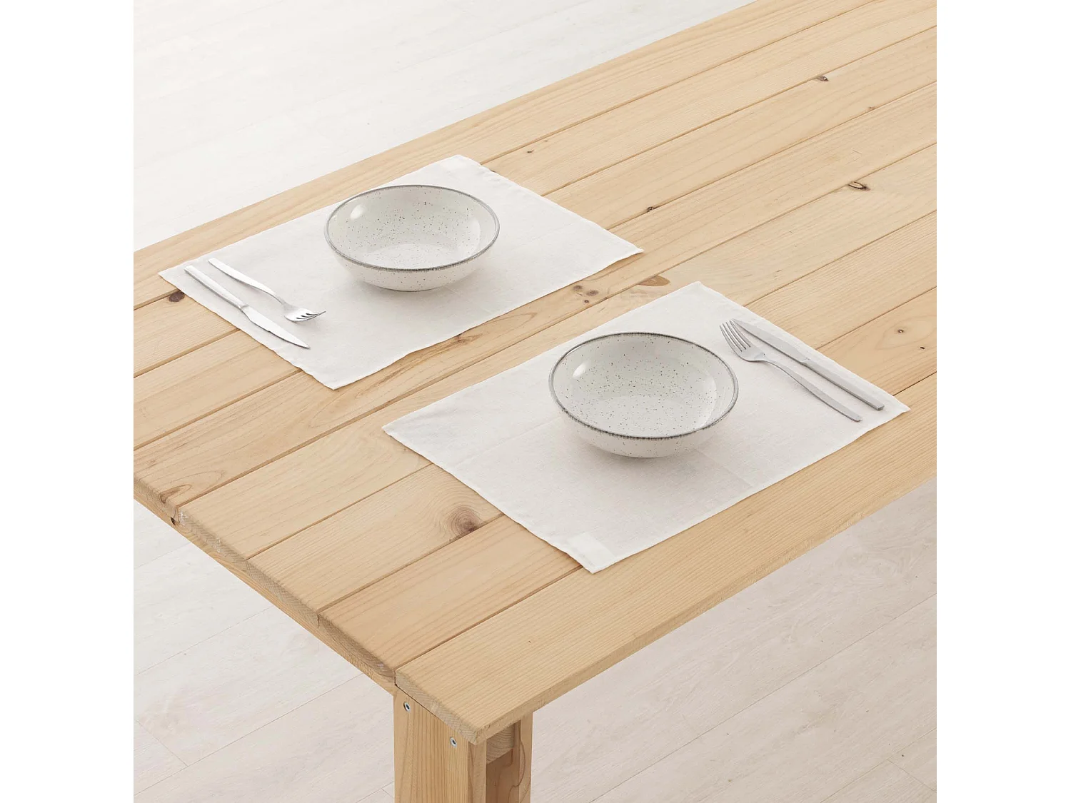 Lot de 2 sets de table individuels hydrofuges anti-taches en lin 100 % Naturel 45x35 cm