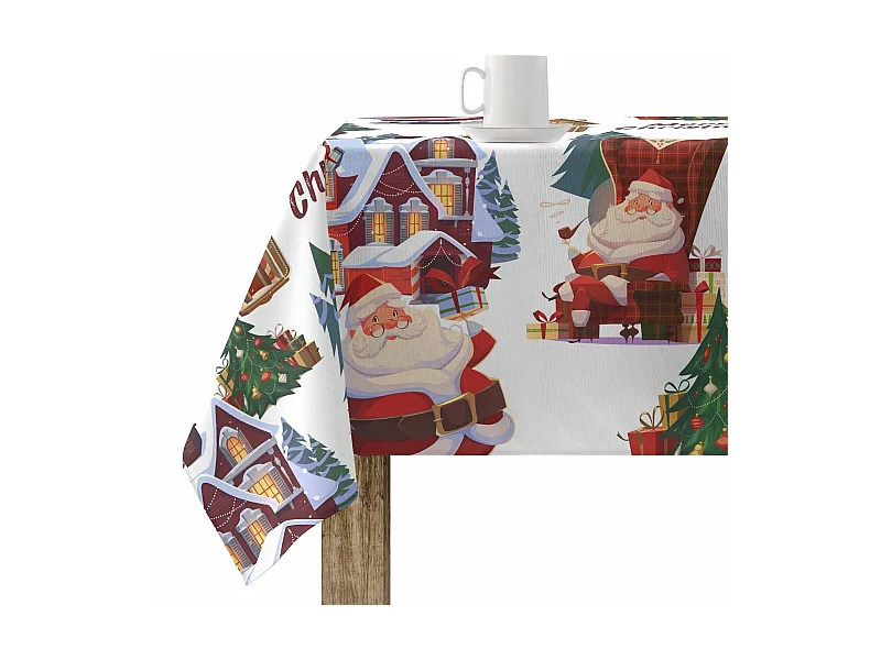Nappe enduite anti-taches Papa Noel 250x140 cm