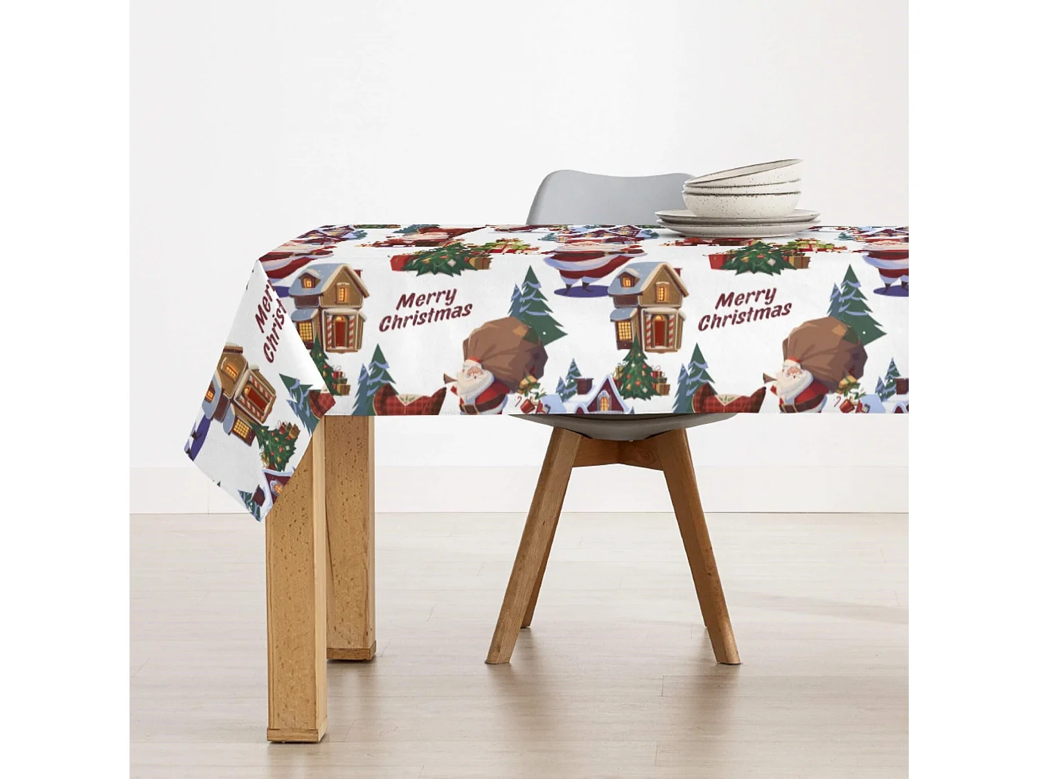 Nappe enduite anti-taches Papa Noel 250x140 cm