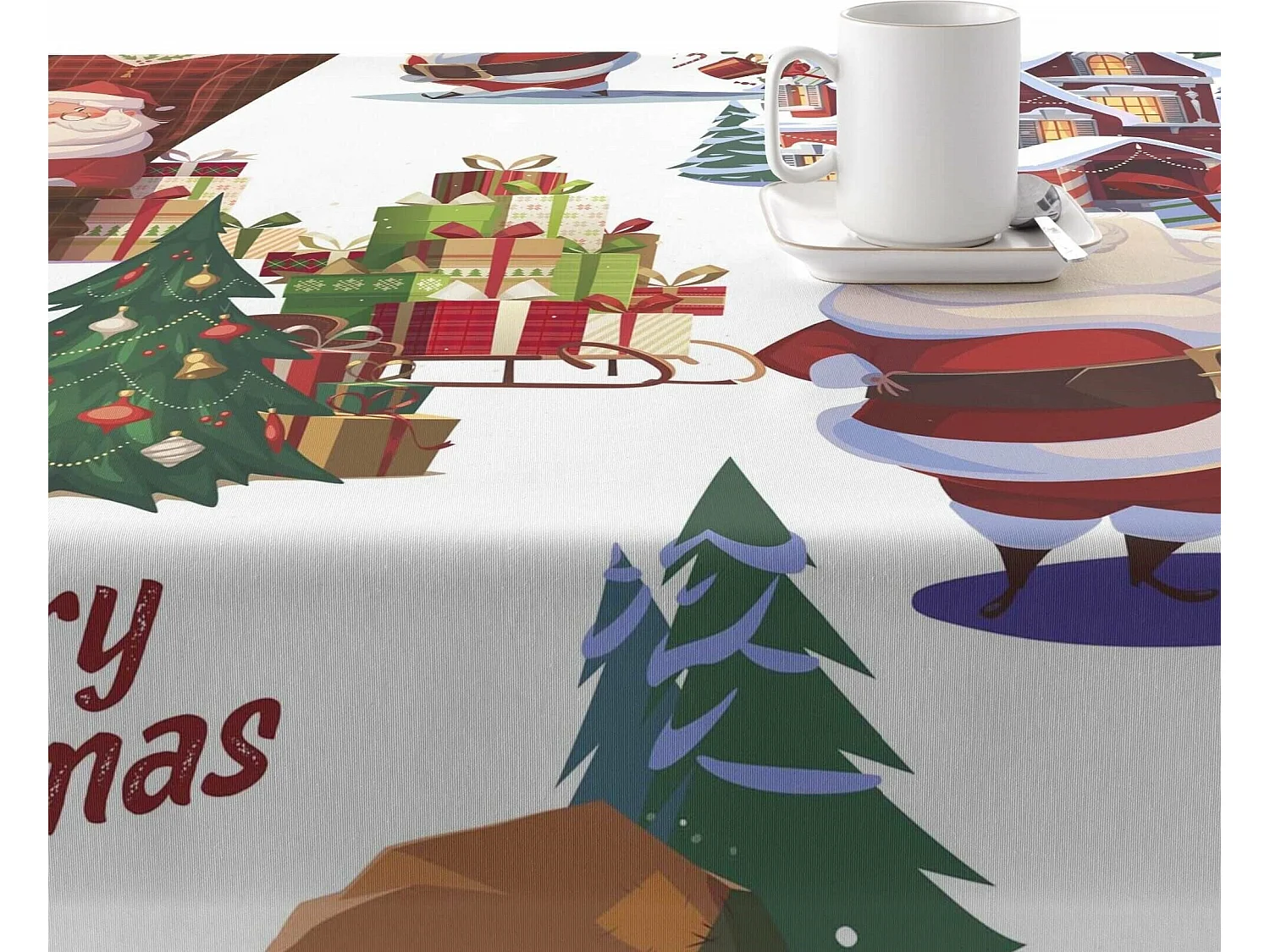 Mantel resinado antimanchas Papa Noel 250x140 cm
