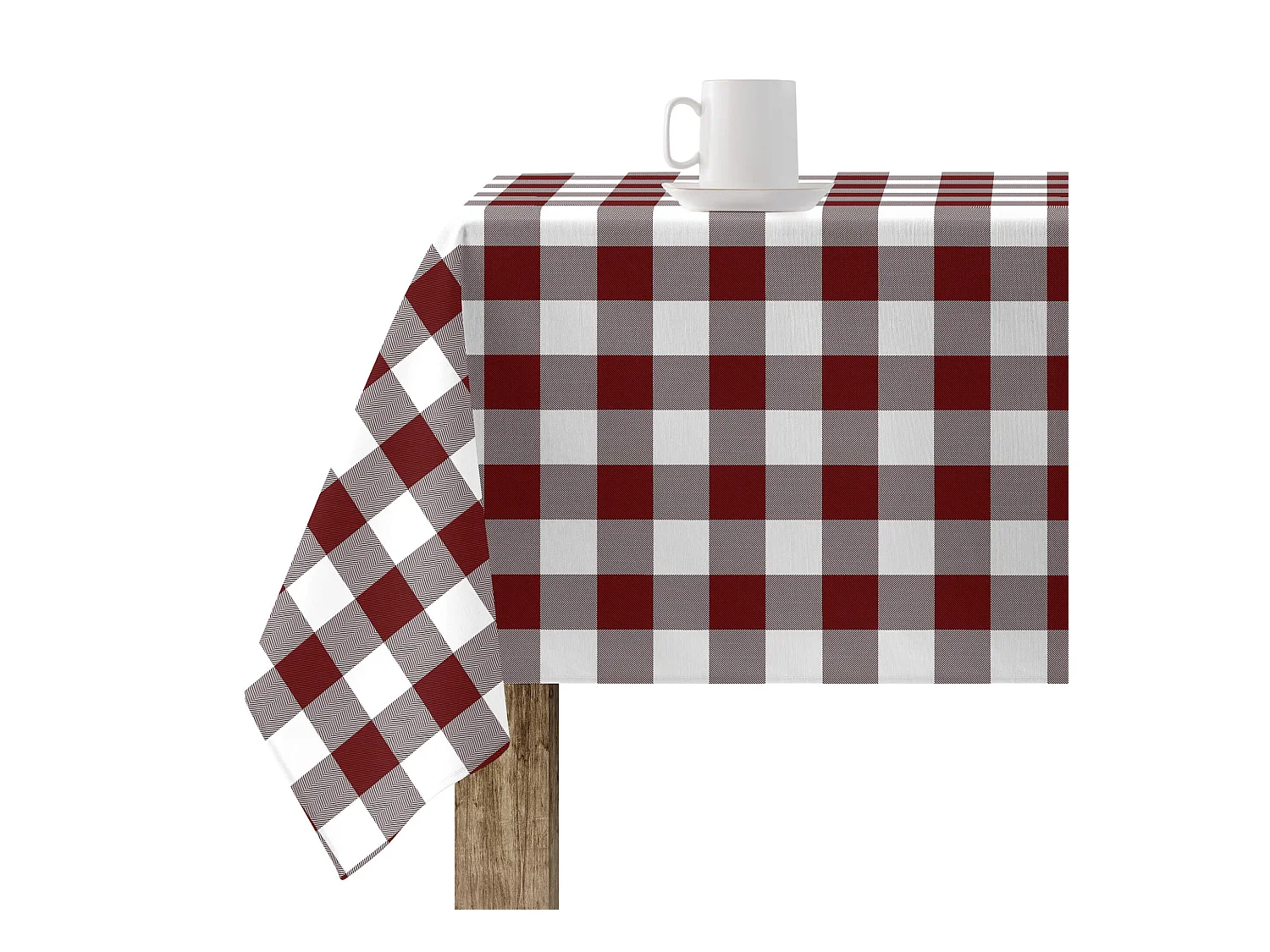 Nappe enduite anti-taches tableaus grenat - 250x140 cm