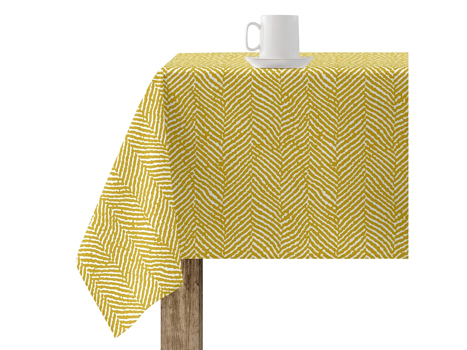 Nappe enduite anti-taches Alejandria moutarde - 100x140 cm