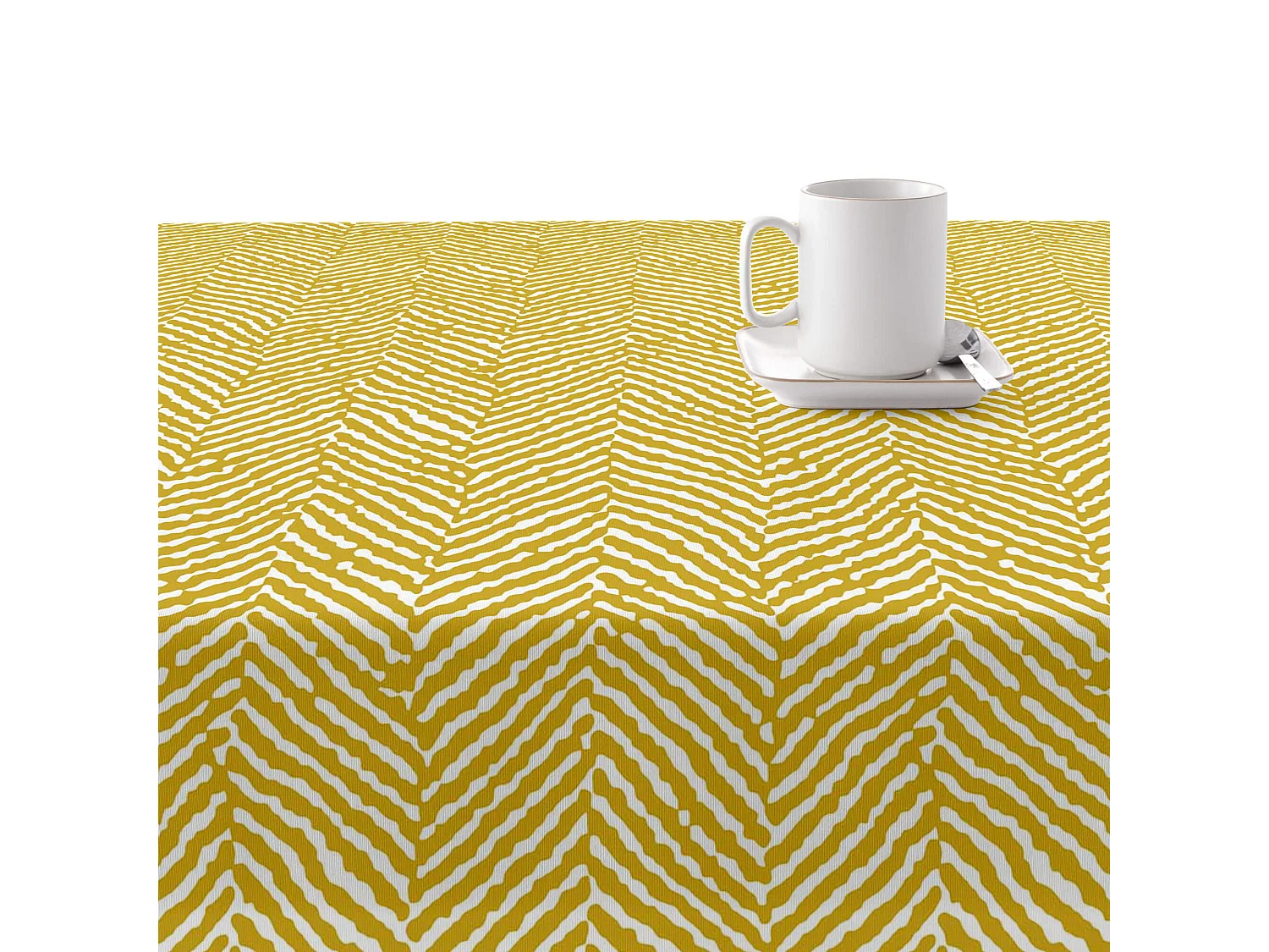 Nappe enduite anti-taches Alejandria moutarde - 100x140 cm