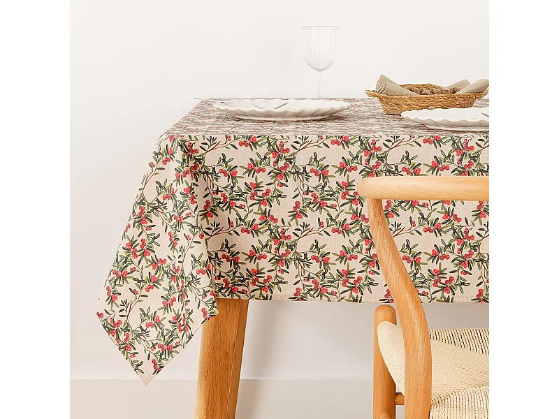 Mantel resinado antimanchas Navidad Hojas 200x140 cm