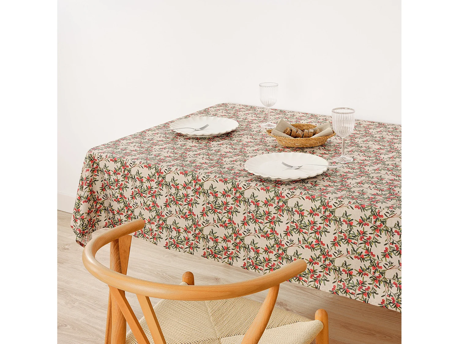 Mantel resinado antimanchas Navidad Hojas 200x140 cm