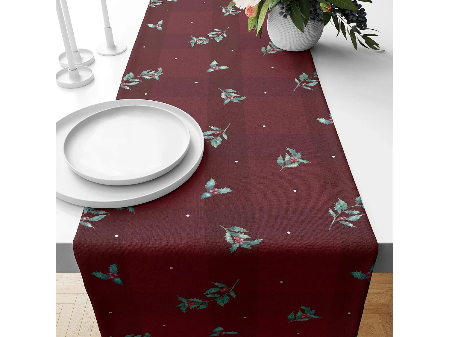 Chem​in de table en velours Red Christmas 1 50x145 cm