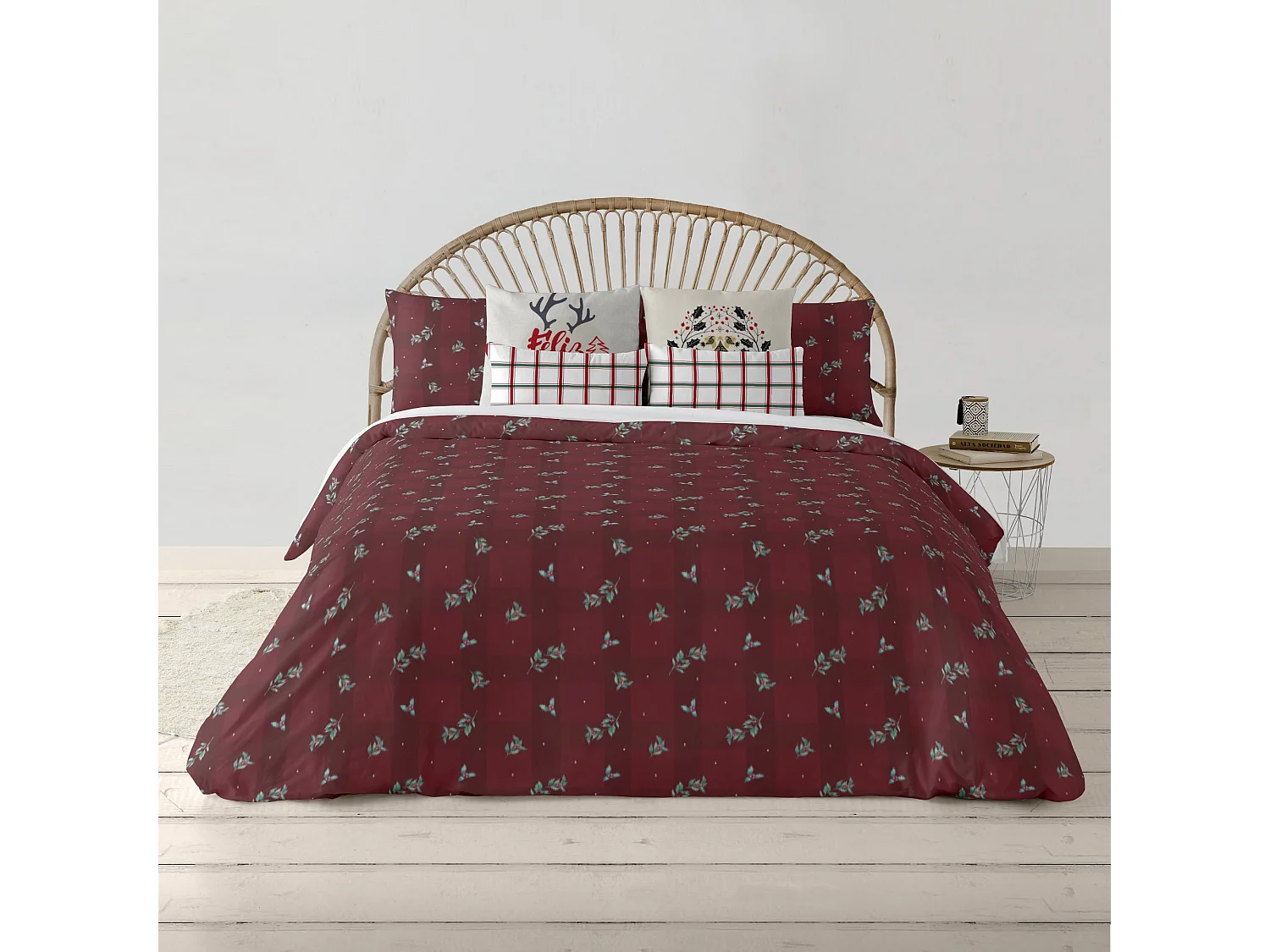 Housse de couette réversible en velours avec boutons-pression Red Christmas 1 pour lit de 180 (260x240 cm)