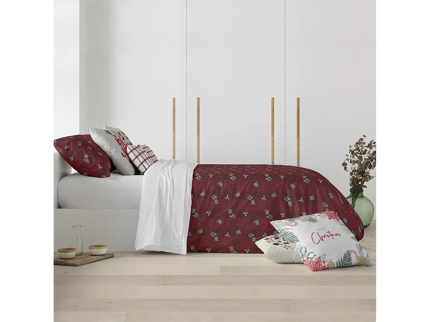 Housse de couette réversible en velours avec boutons-pression Red Christmas 1 pour lit de 180 (260x240 cm)