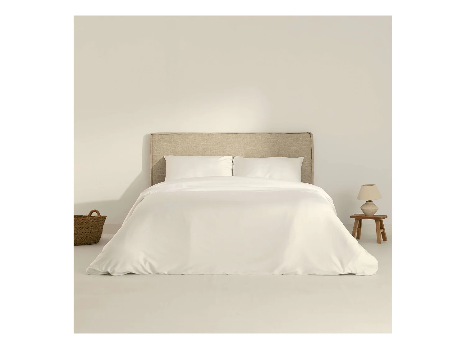 Housse de couette en satin 300 fils Blanc - 155x220 cm
