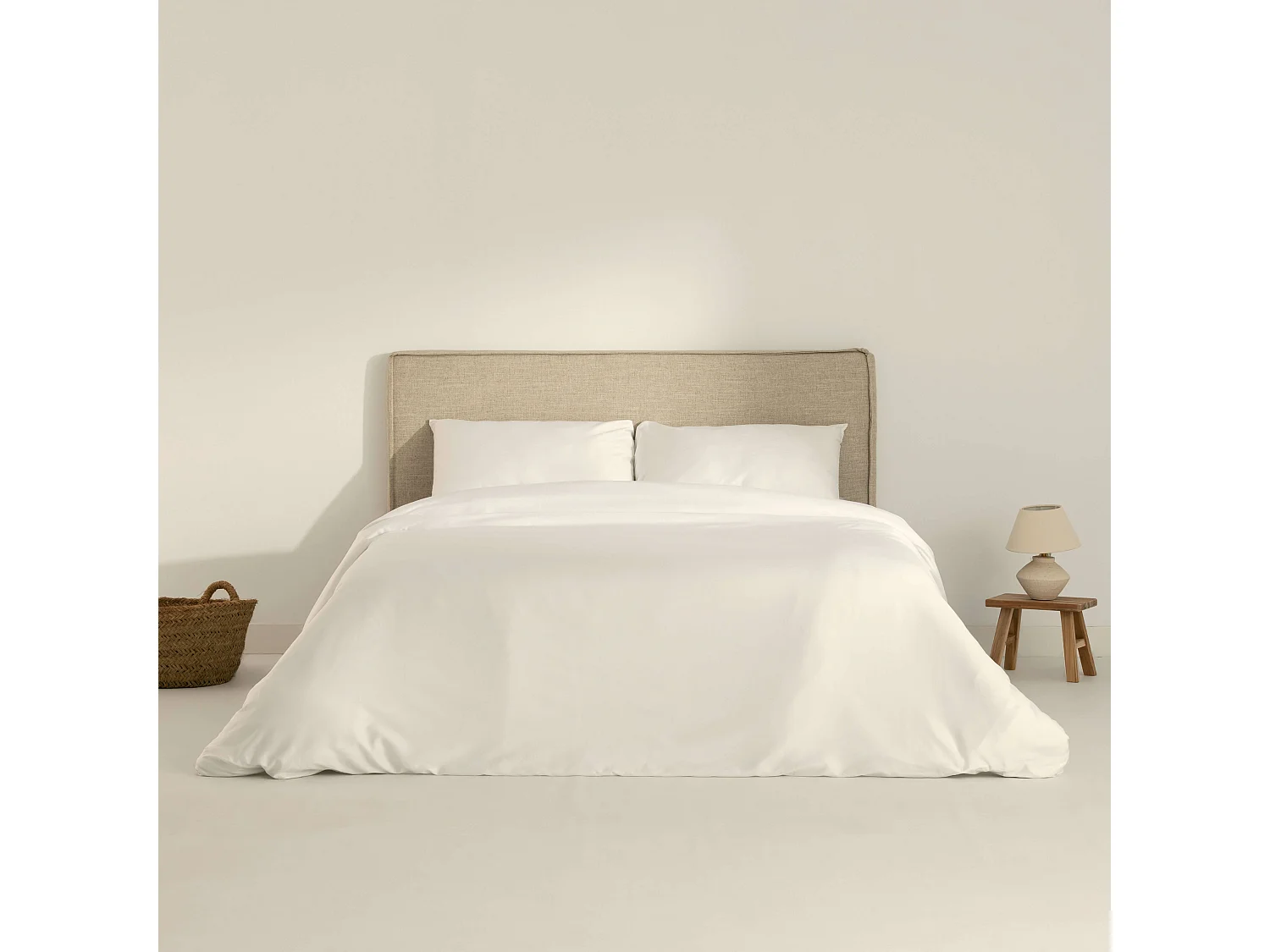Housse de couette en satin 300 fils Blanc - 155x220 cm