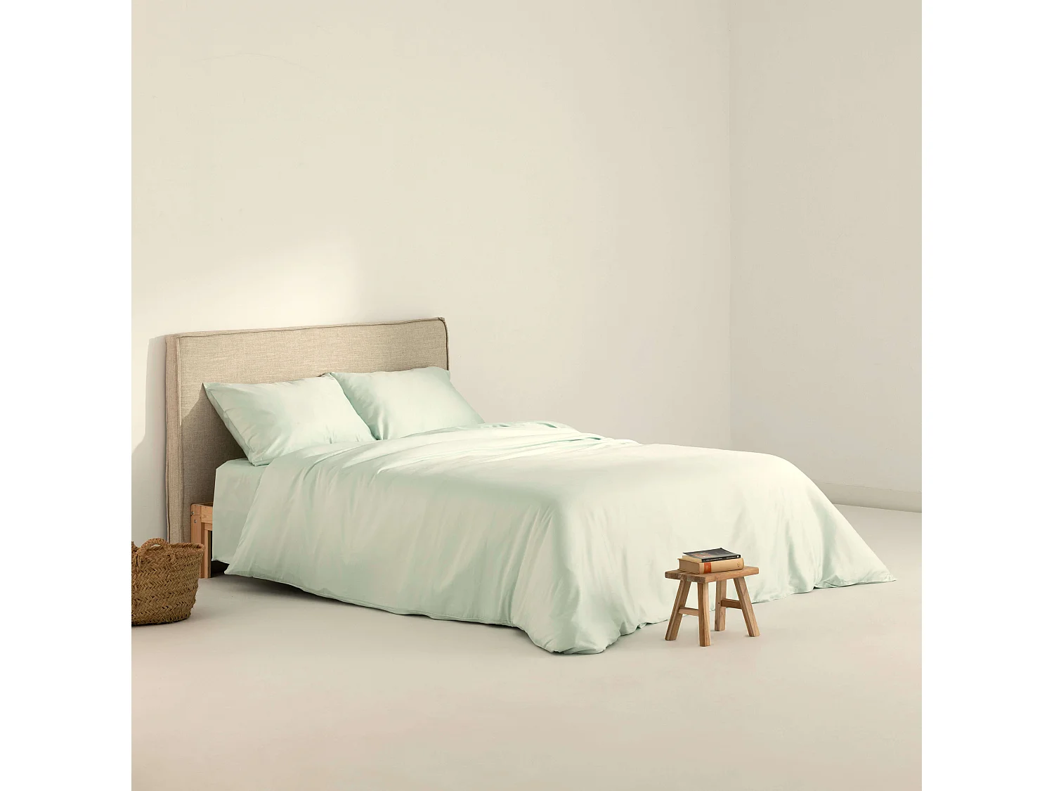 Housse de couette en satin 300 fils Menthe - 220x220 cm
