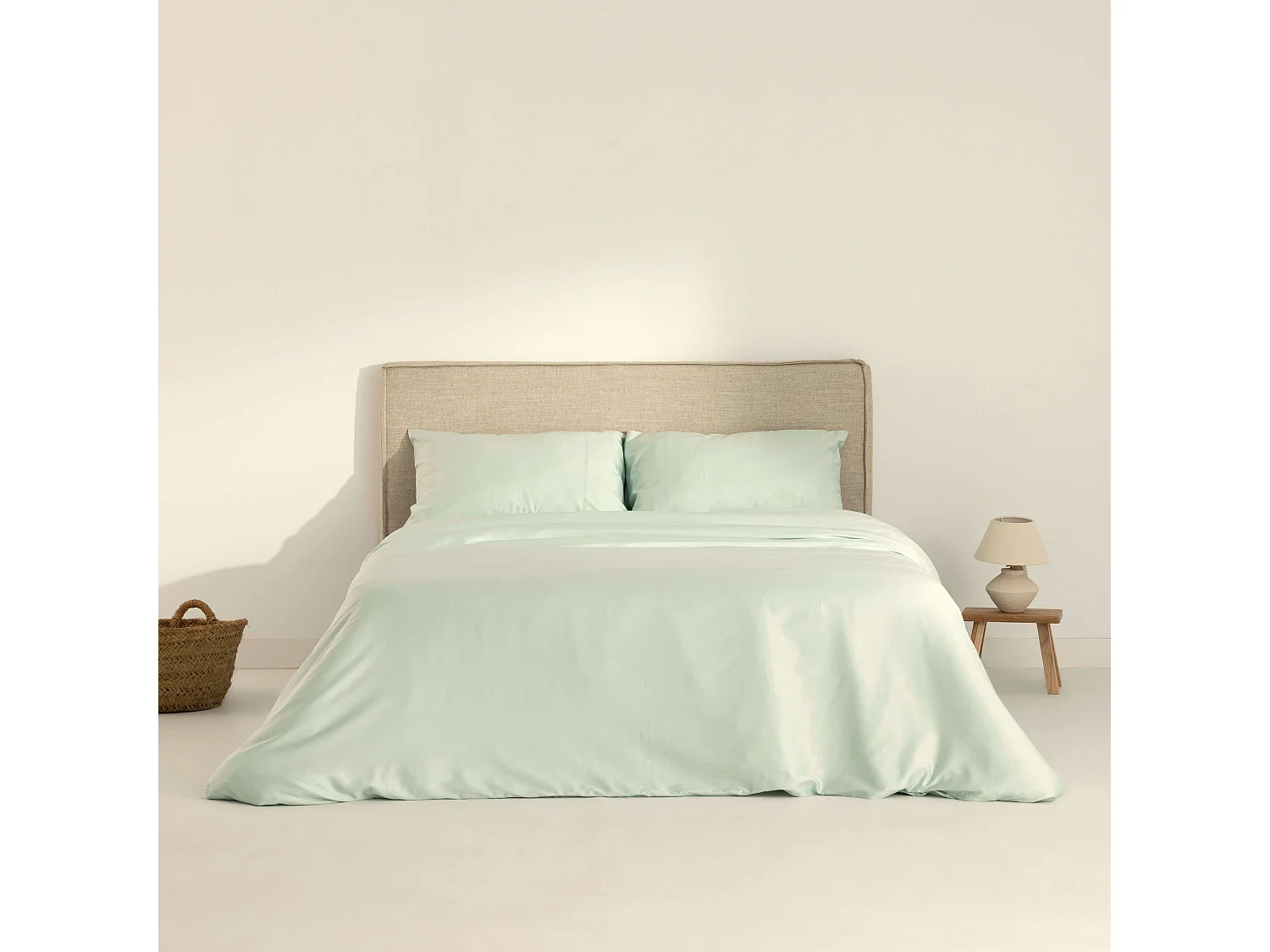 Housse de couette en satin 300 fils Menthe - 220x220 cm