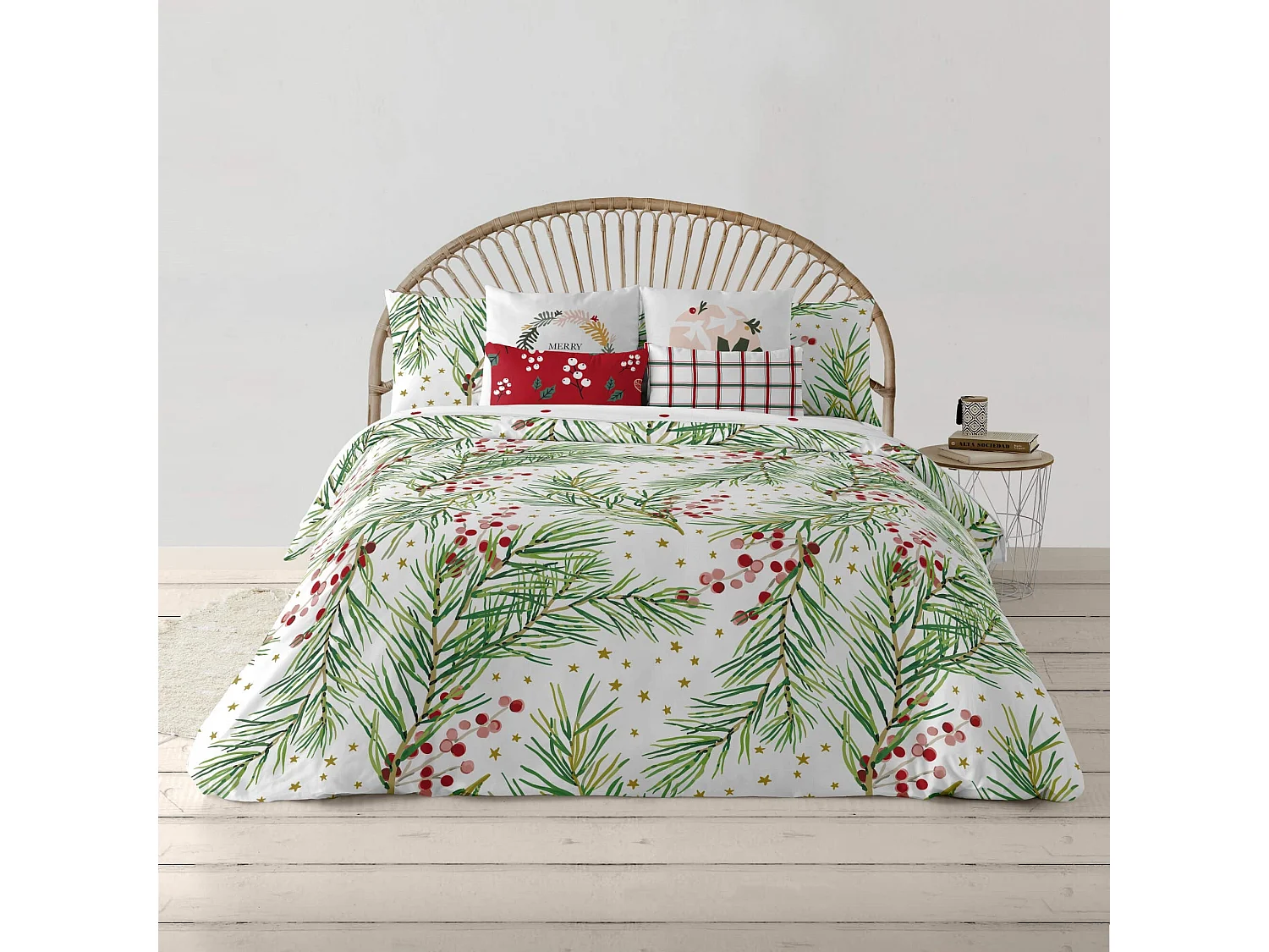 Housse de couette avec boutons-pression 100 % coton Laponia 4 pour lit de 135 (220x220 cm)