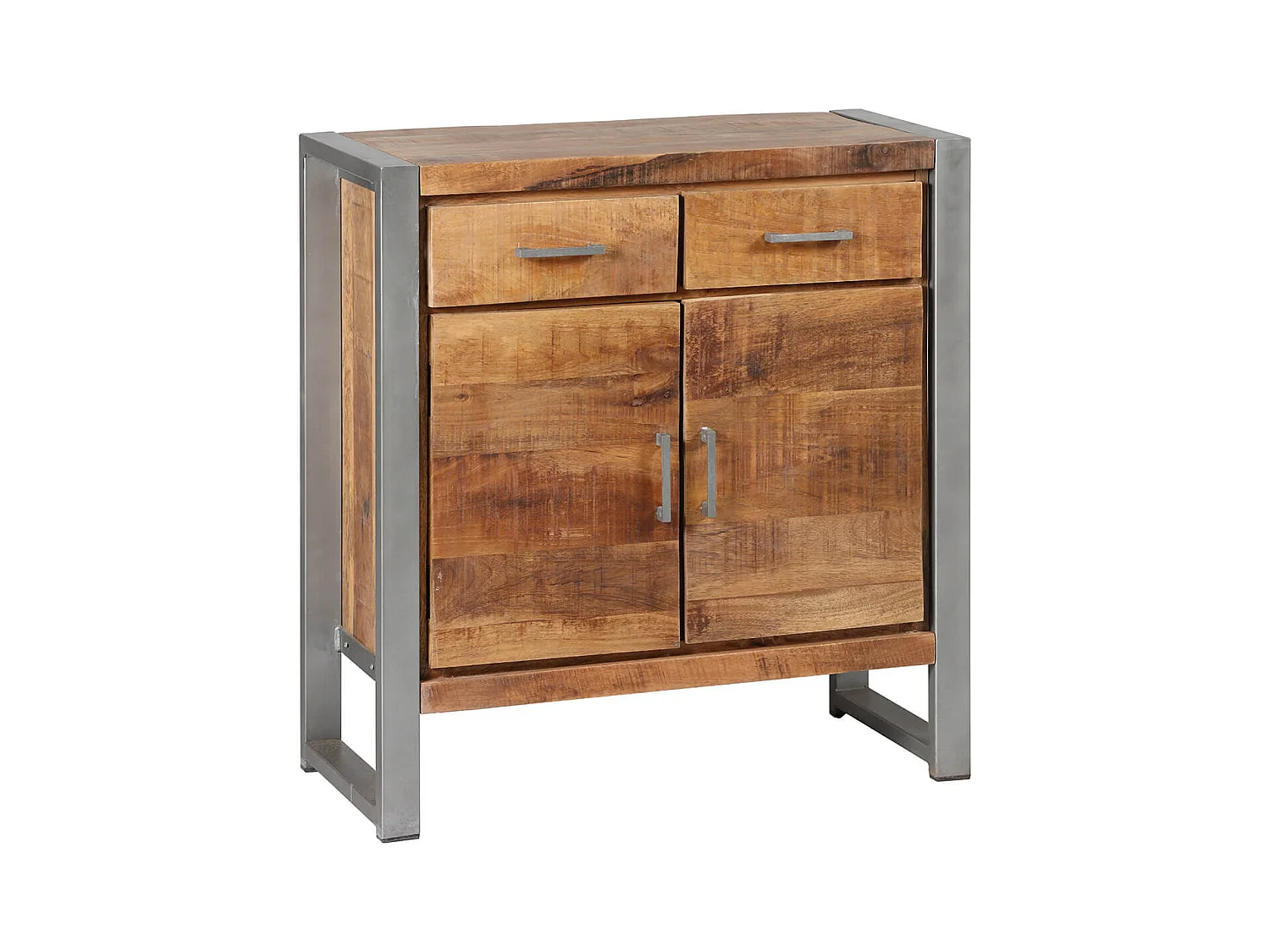PALISSA - Buffet 2 Portes 2 Tiroirs Bois et Acier Patiné