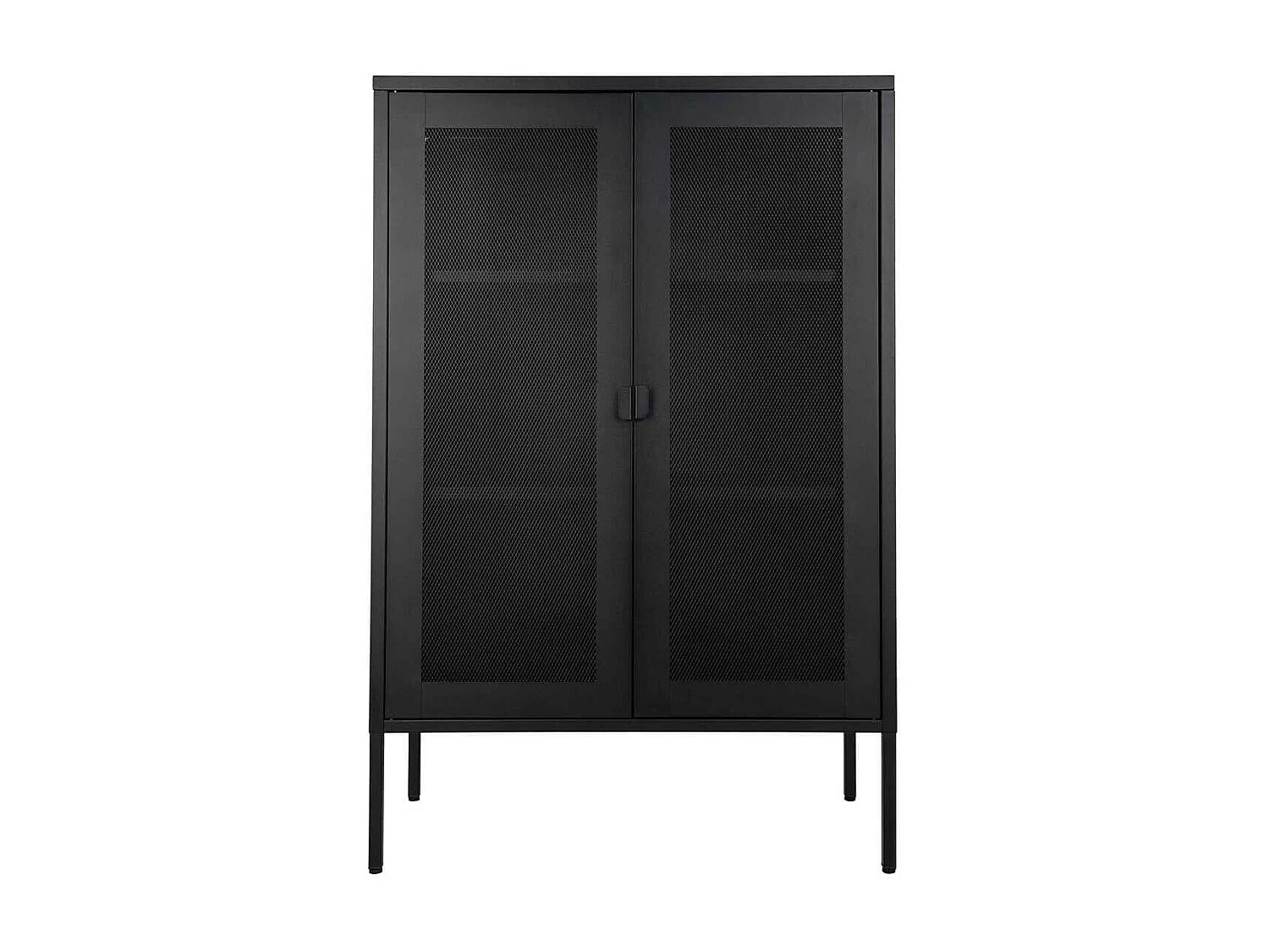 LISMORE - Meuble de Rangement 2 Portes Grillagées Acier Noir