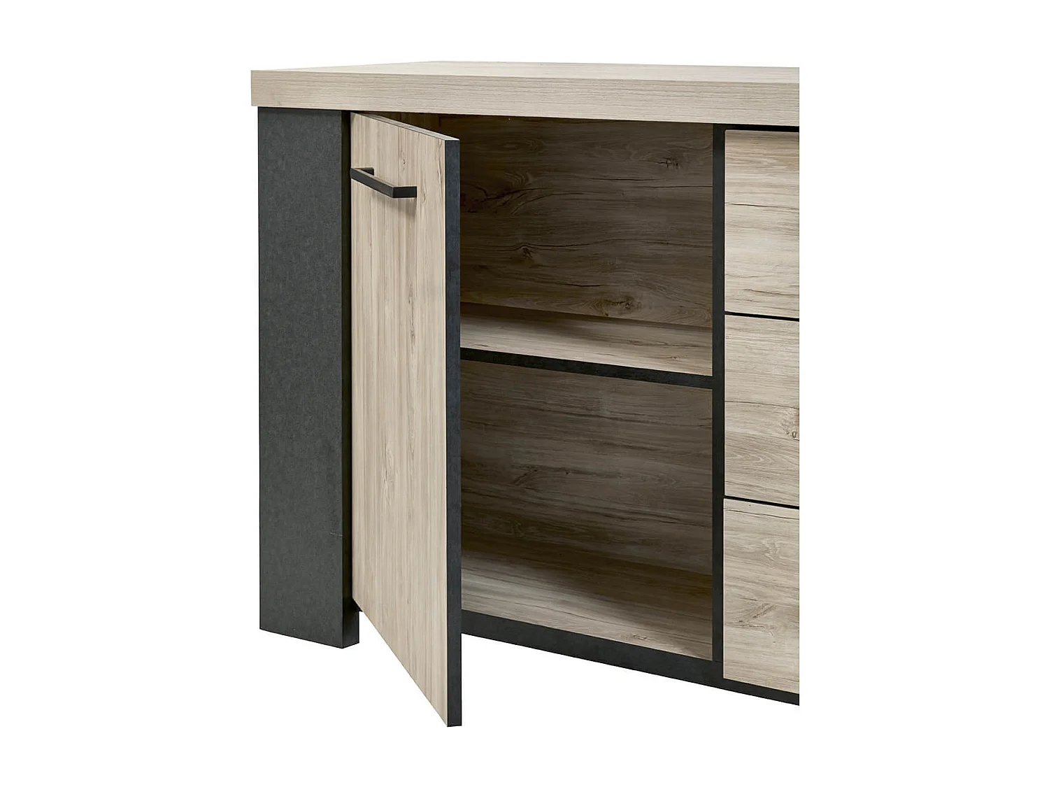 HERACLES - Buffet 2 Portes 3 Tiroirs Imitation Bois