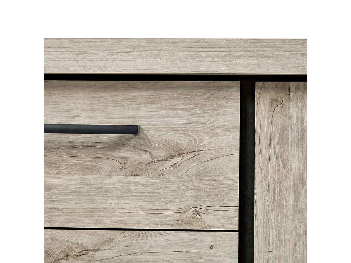 HERACLES - Buffet 2 Portes 3 Tiroirs Imitation Bois