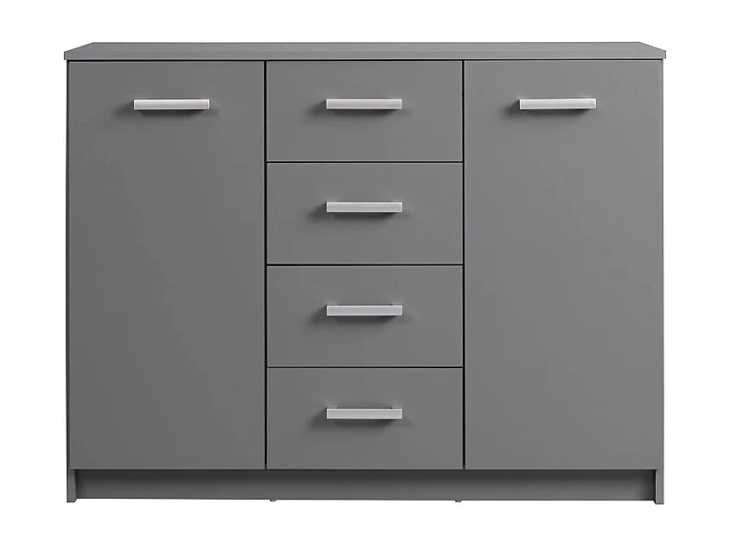 ZEINE - Buffet 2 Portes 4 Tiroirs Coloris Gris Graphite