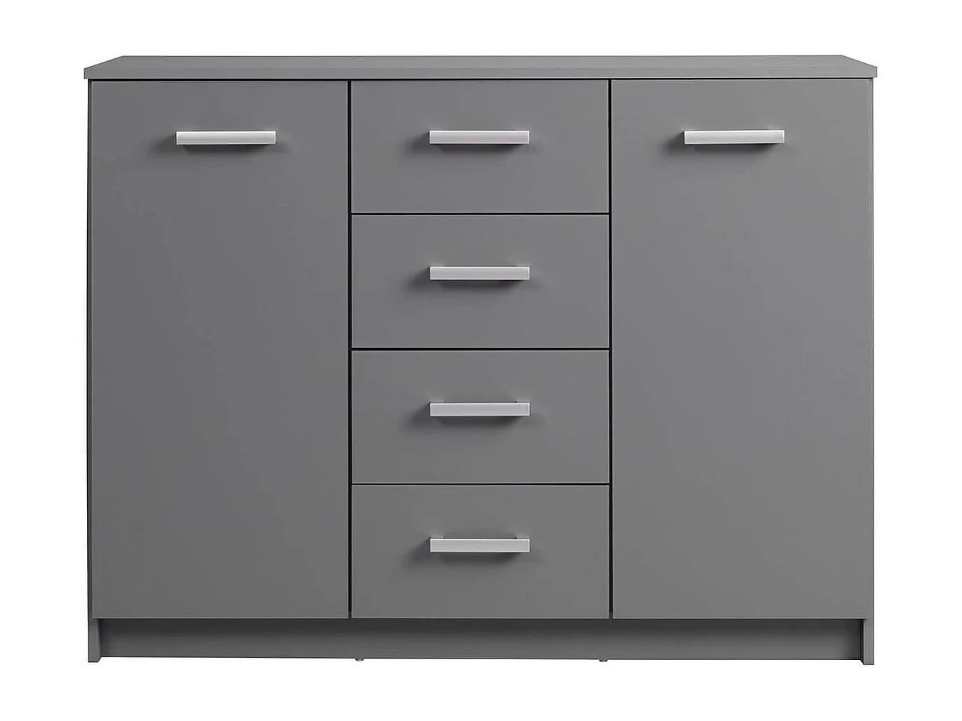 ZEINE - Buffet 2 Portes 4 Tiroirs Coloris Gris Graphite