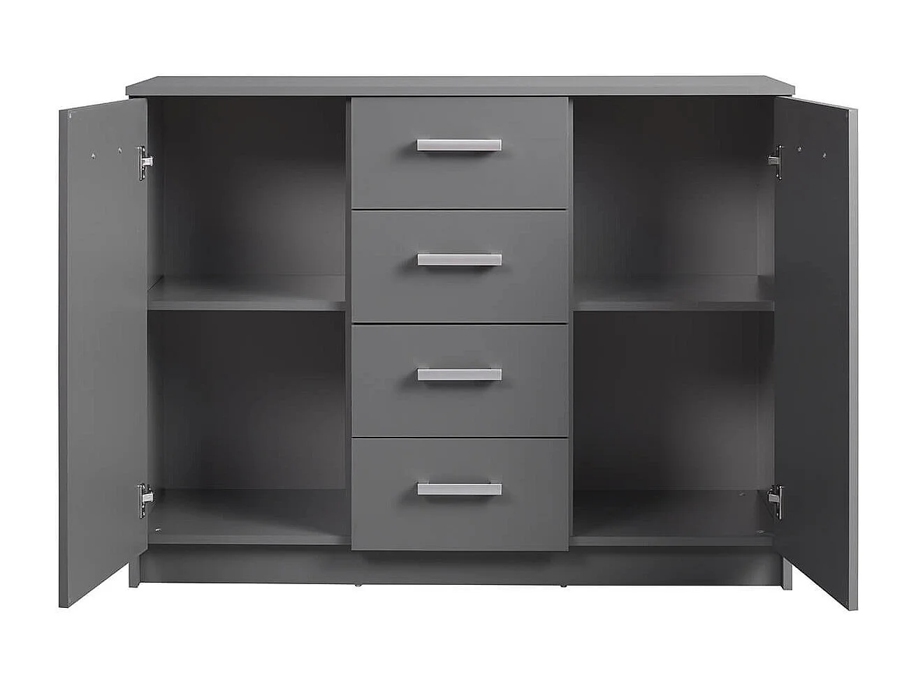 ZEINE - Buffet 2 Portes 4 Tiroirs Coloris Gris Graphite