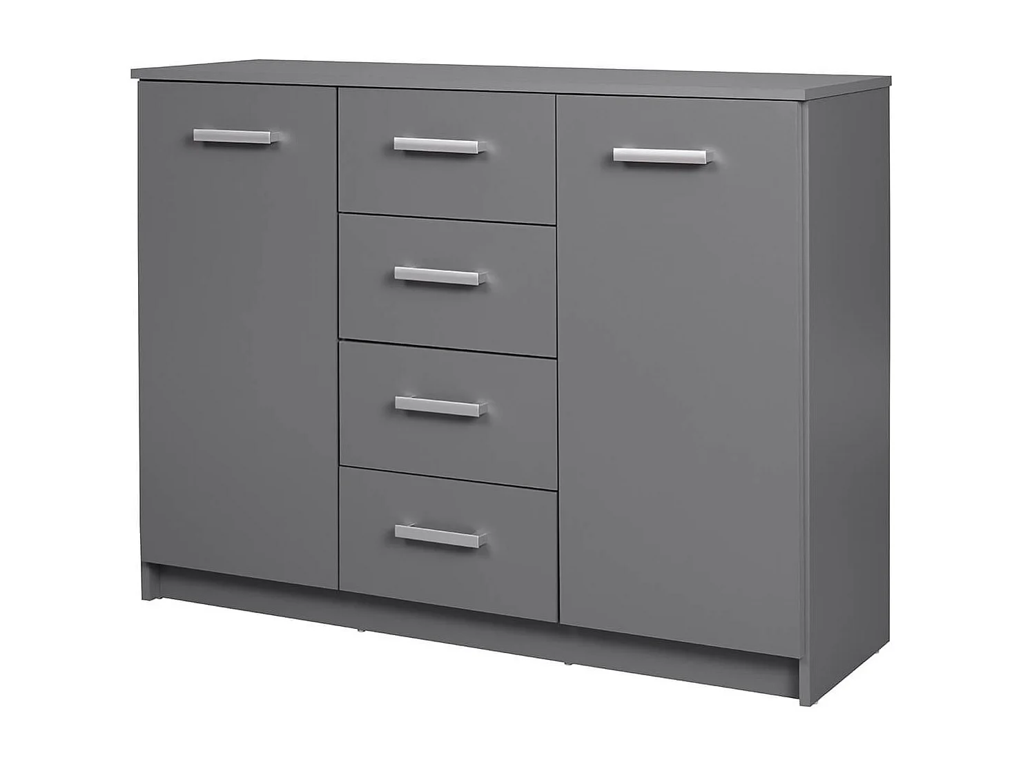 ZEINE - Buffet 2 Portes 4 Tiroirs Coloris Gris Graphite