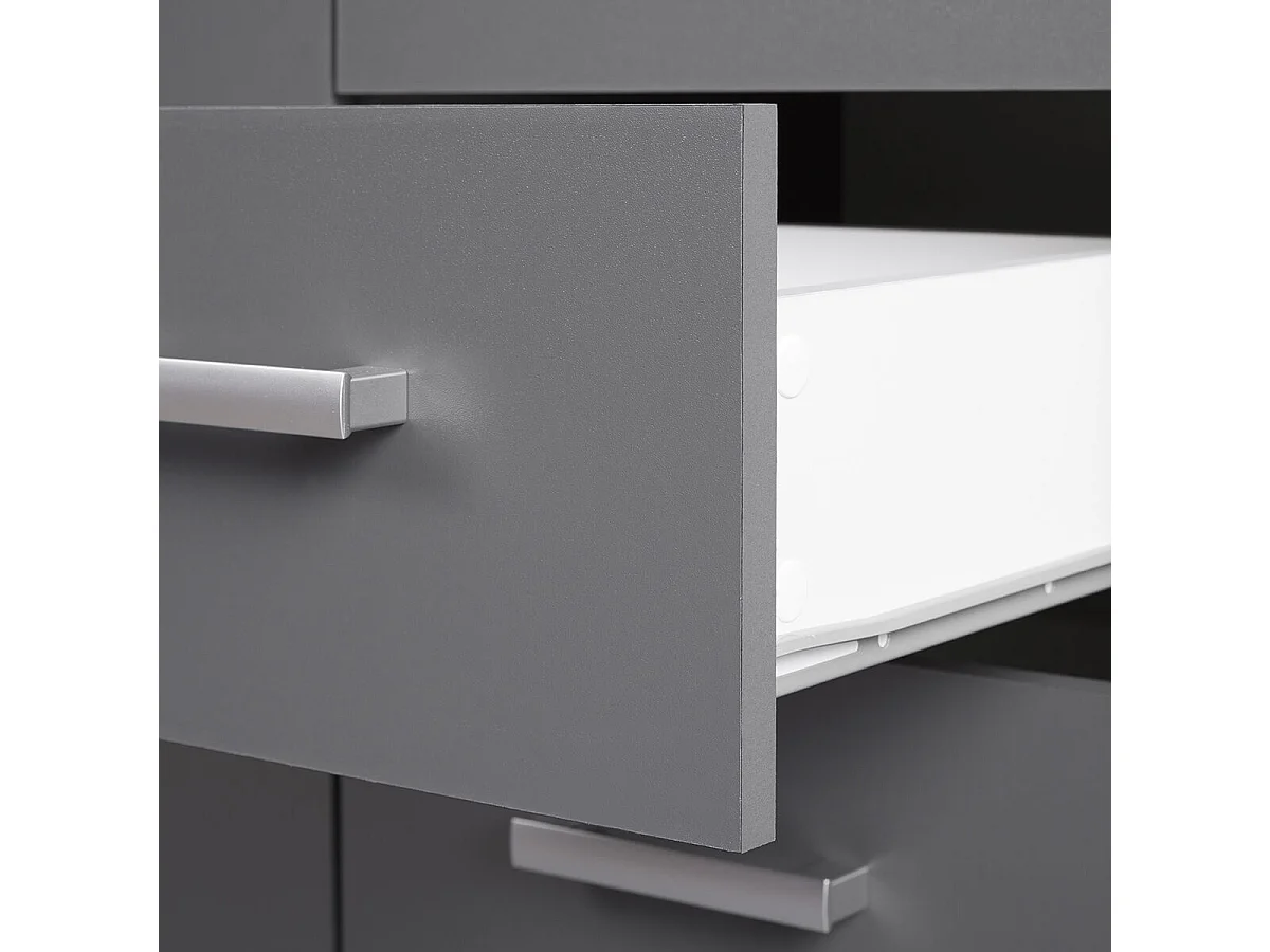 ZEINE - Buffet 2 Portes 4 Tiroirs Coloris Gris Graphite