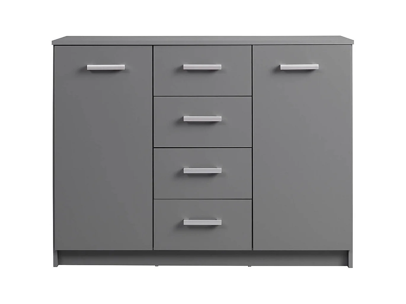 ZEINE - Buffet 2 Portes 4 Tiroirs Coloris Gris Graphite