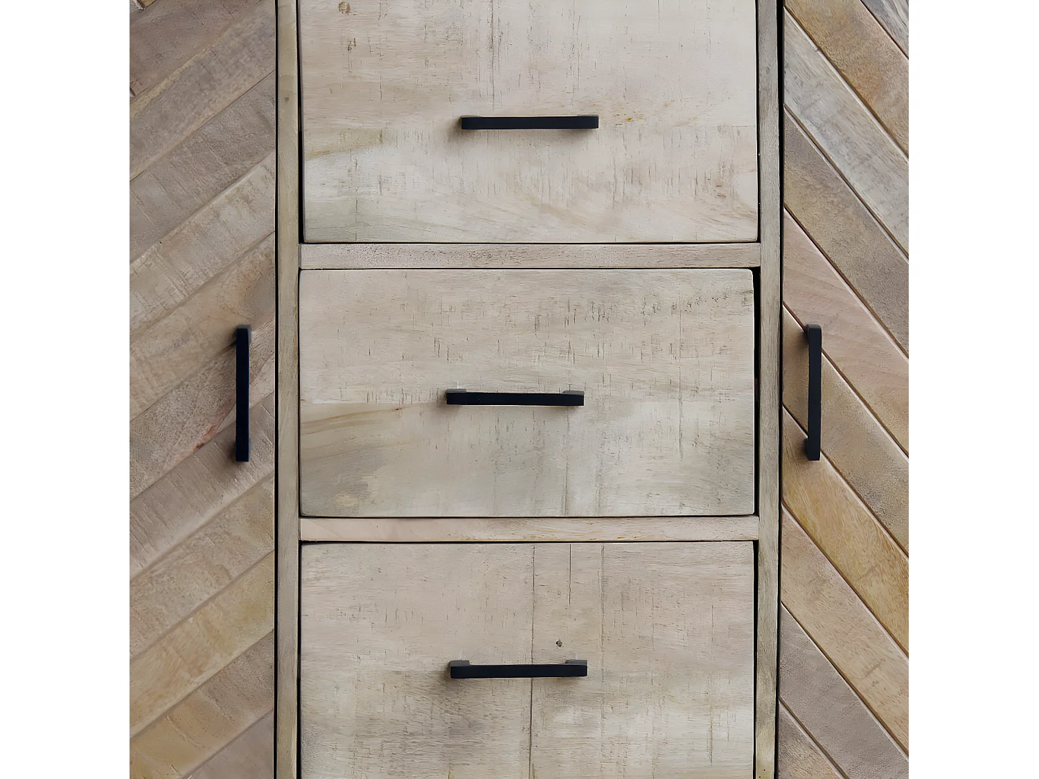 MANKO - Bahut 2 Portes 3 Tiroirs en Manguier Massif