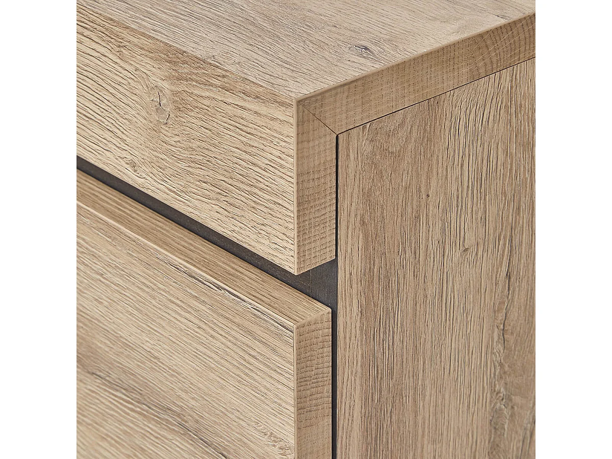 MASSIRE - Buffet 3 Portes 3 Tiroirs Aspect Bois