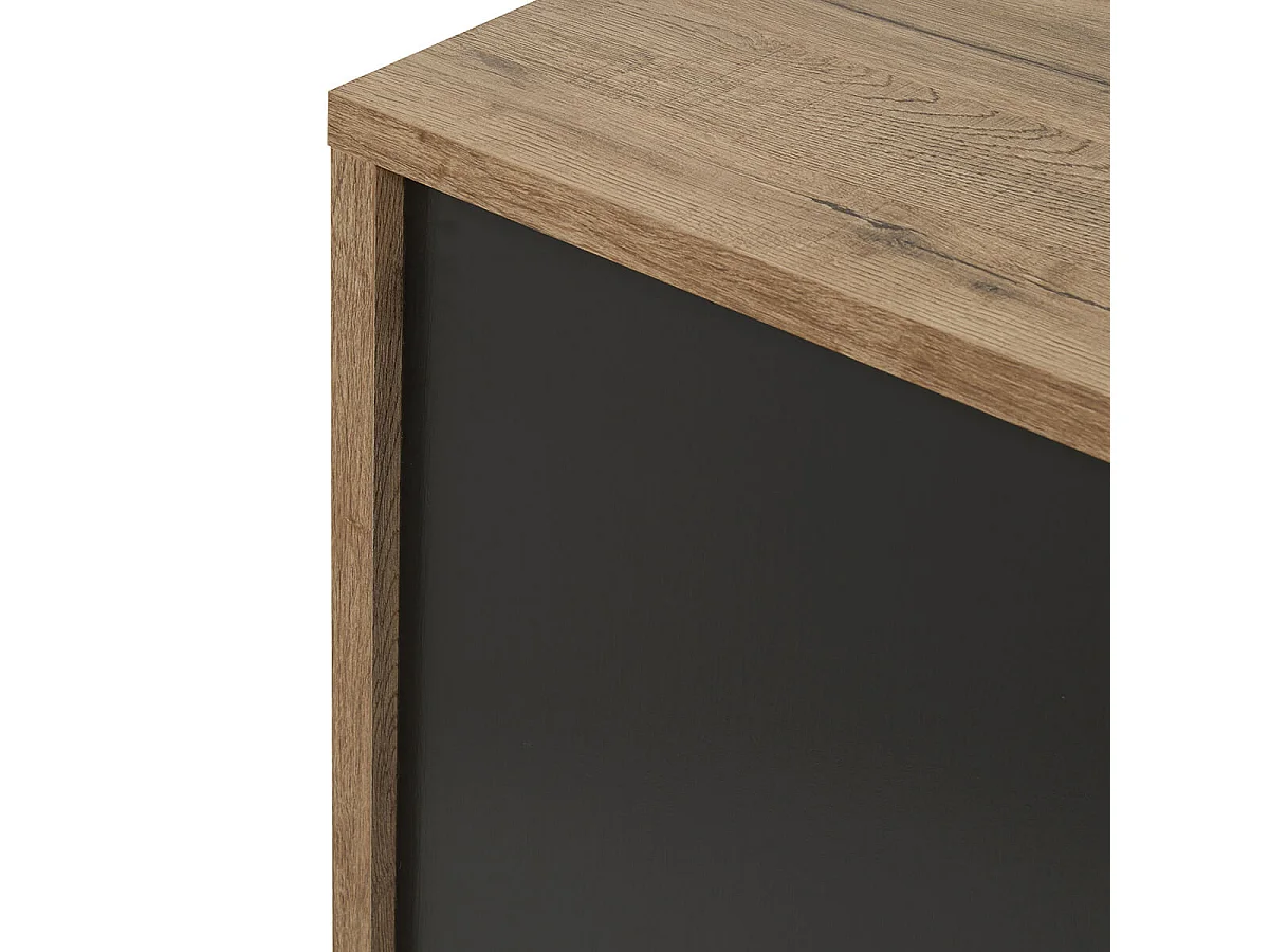 CARSON - Buffet 4 Portes 1 Tiroir Effet Bois Naturel et Noir